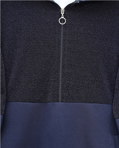 Yarım Fermuarlı Sim Detaylı Kapşonlu Üç İplik Takım  -Laci