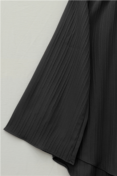 Yuvarlak Yaka Düğmeli İspanyol Kol Siena Tunik -Siyah