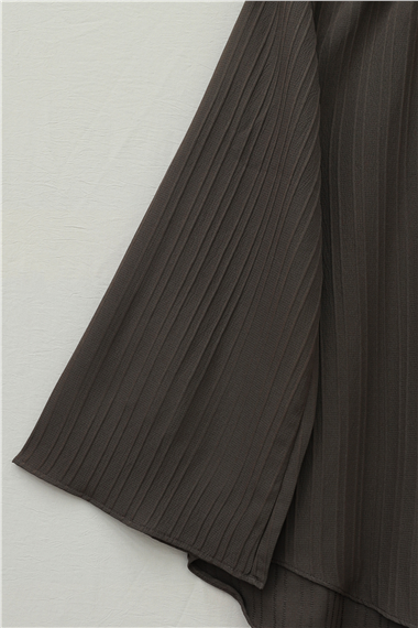 Yuvarlak Yaka Düğmeli İspanyol Kol Siena Tunik -K. Kahve