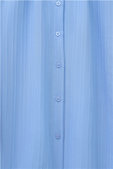 Yuvarlak Yaka Düğmeli İspanyol Kol Siena Tunik -Mavi