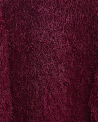 Yuvarlak Yaka Sakallı Triko Kazak -Bordo