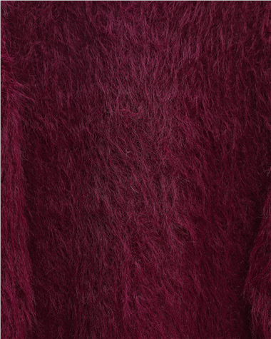 Yuvarlak Yaka Sakallı Triko Kazak -Bordo