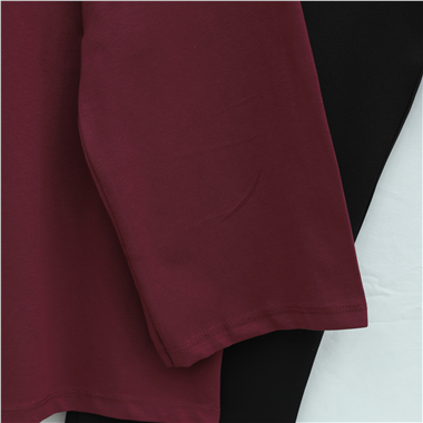 Yuvarlak Yaka Salaş Penye Tunik  -Bordo