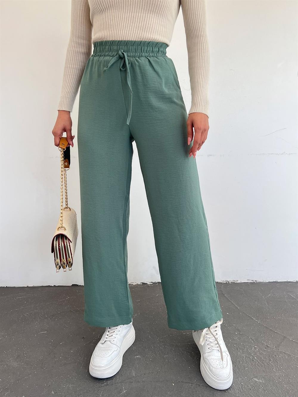 Beli Lastikli Bağcık Detaylı Ayrobin Pantolon -Mint - 118-3023A-R24 |  ZAMANE Marka Pantolon Modelleri | Kadın Tesettür Giyim - KaliteMall.com