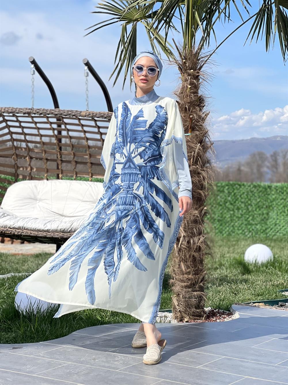 Tüy Desenli Pareo Haşema Takım -Buz Mavi - 142-10028-R37 | Camelya Marka  Mayo Modelleri | Kadın Tesettür Giyim - KaliteMall.com