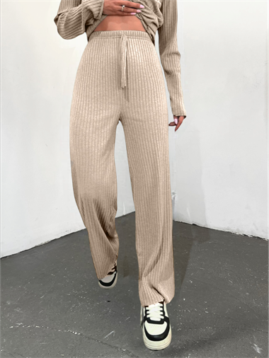 Bağcık Detaylı Salaş Fitilli Pantolon -Bej - 136-10019-R56 | West Point  Marka Salaş Pantolon Modelleri | Kadın Tesettür Giyim - KaliteMall.com