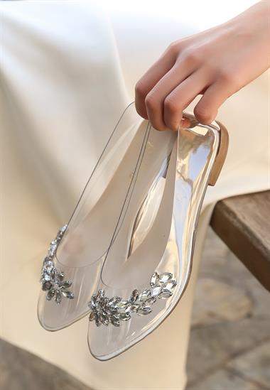 Wimo Şeffaf Beyaz Detaylı Babet Ayakkabı | Babet Modelleri ve Fiyatları |  KaliteMall.com