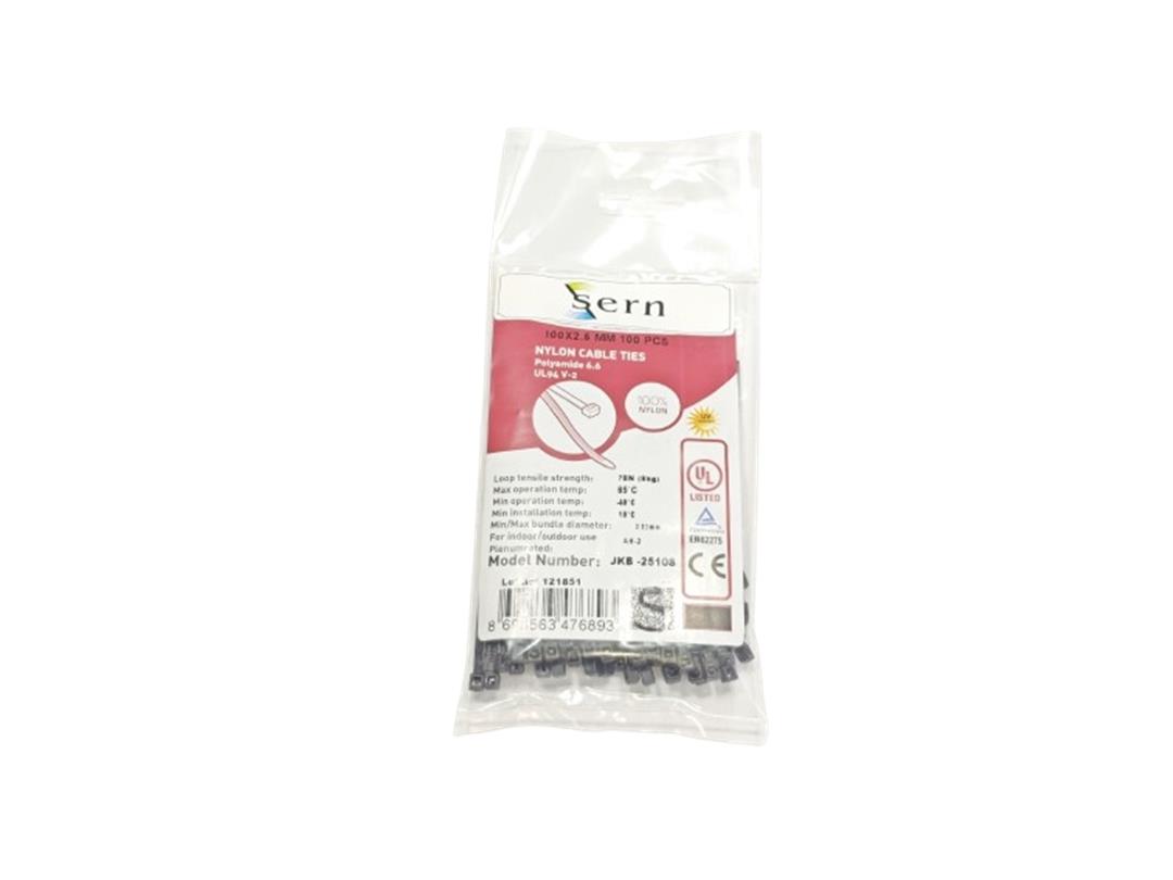 10 cm Siyah Kablo Bağı 2,5 mm Plastik Kelepçe - 100 Adet - Nylon Kablo Düzenleyici