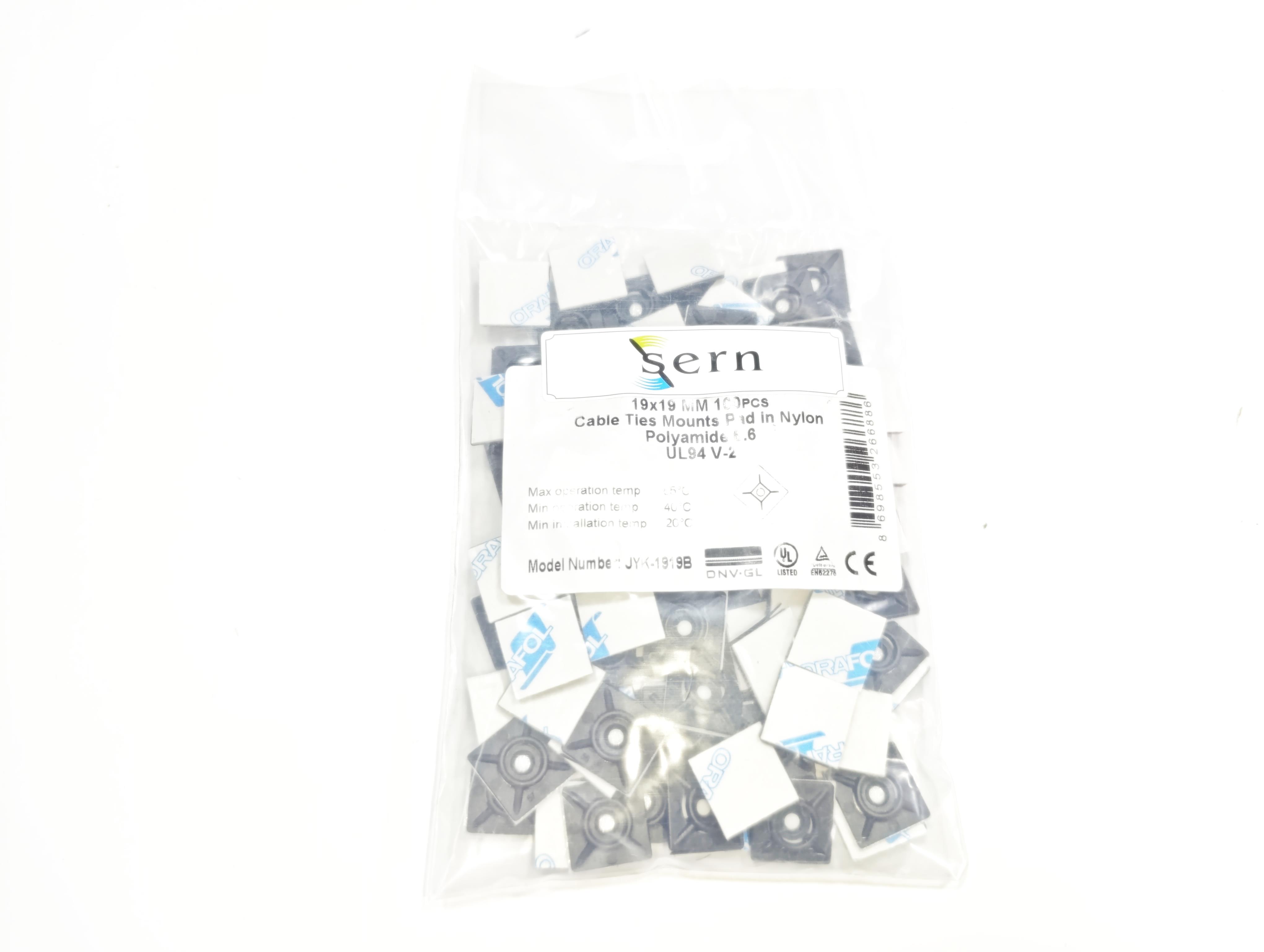 19mm x 19mm Yapışkanlı Siyah Plastik Kroşe – 1 Paket – 100 Adet