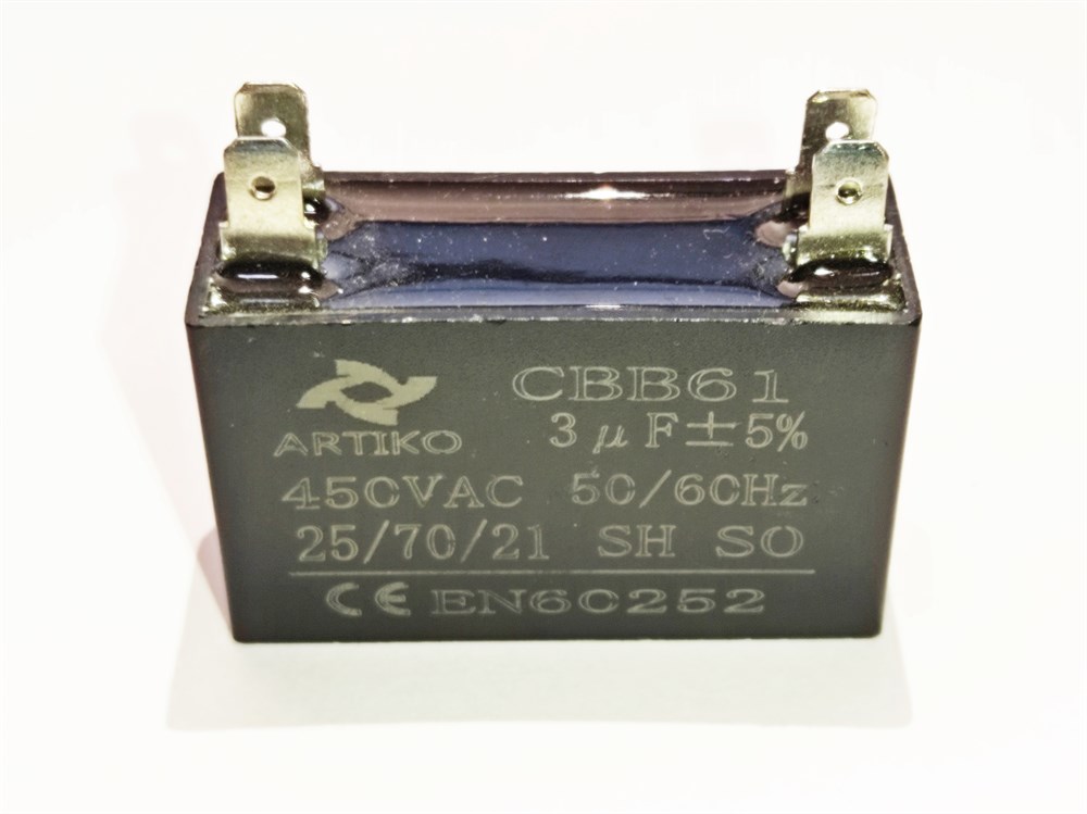 3 uF 450VAC Vantilatör ve Klima kare kondansatörü