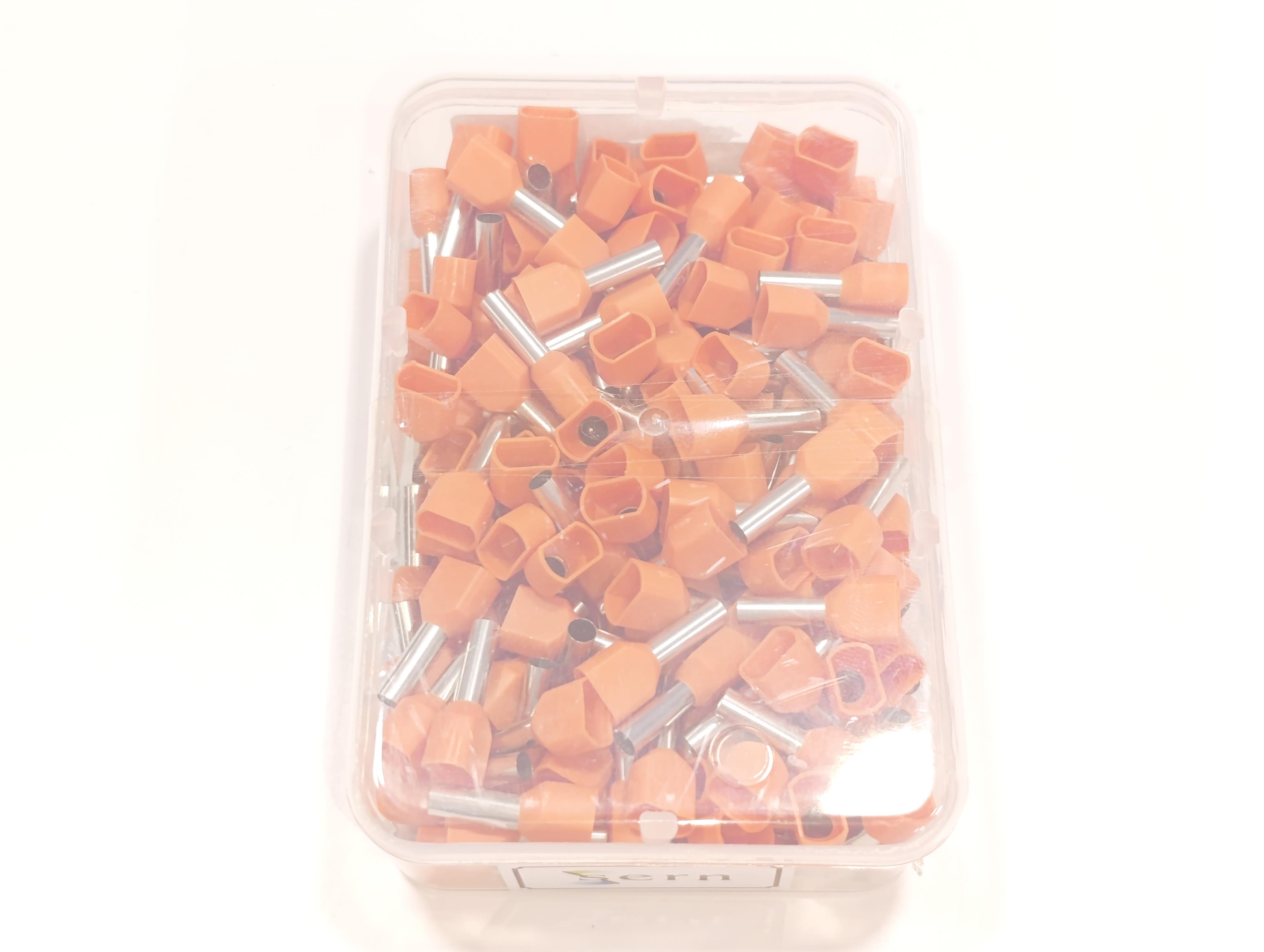 4 mm Çift Girişli İzoleli Kablo Yüksüğü – Fransız Norm – Turuncu – 1 Paket (200 Adet)