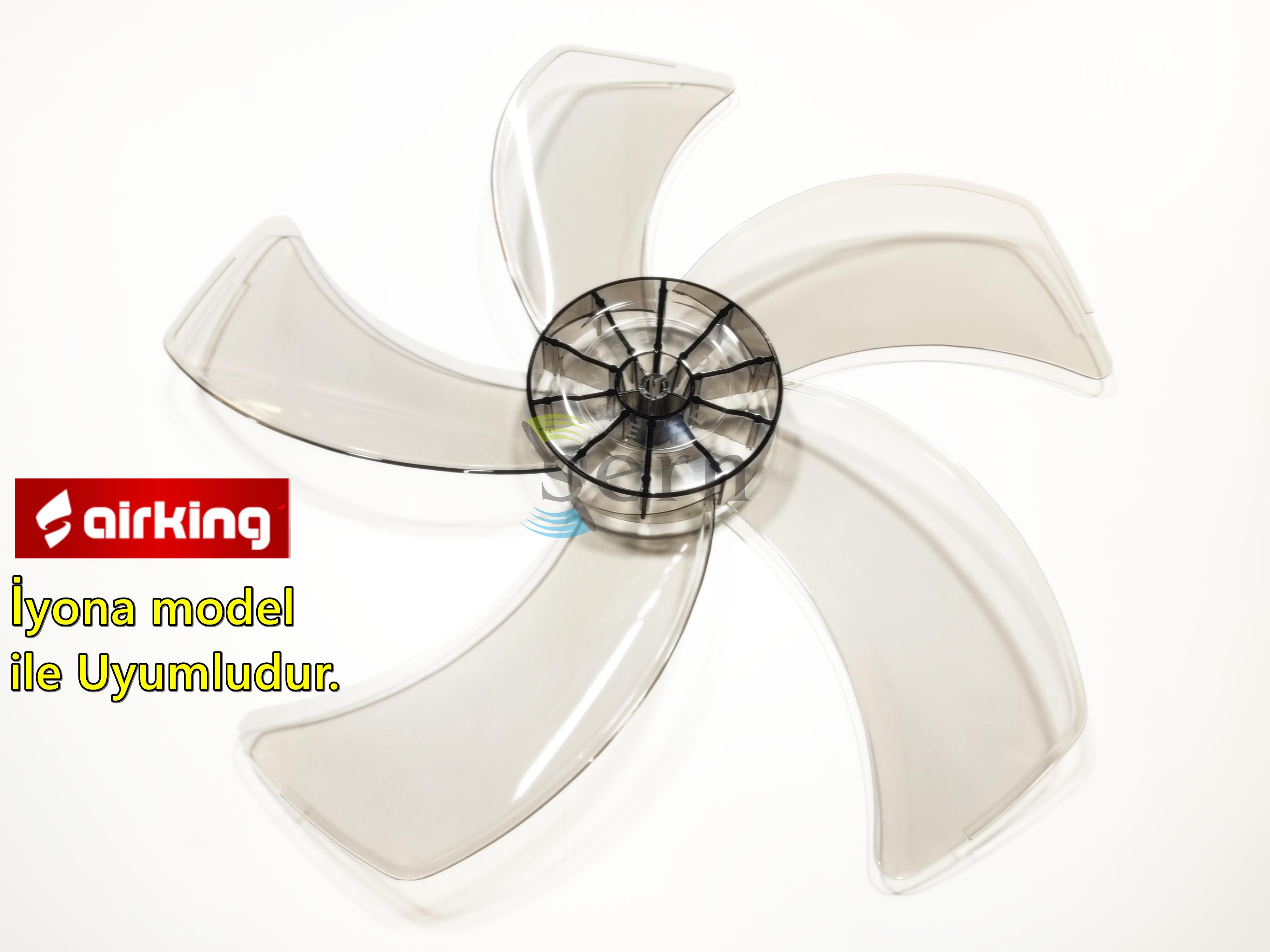 Airking İyona Modele Uyumlu Vantilatör Pervanesi 16inç 5 Kanat 38Cm Füme Renk PLS