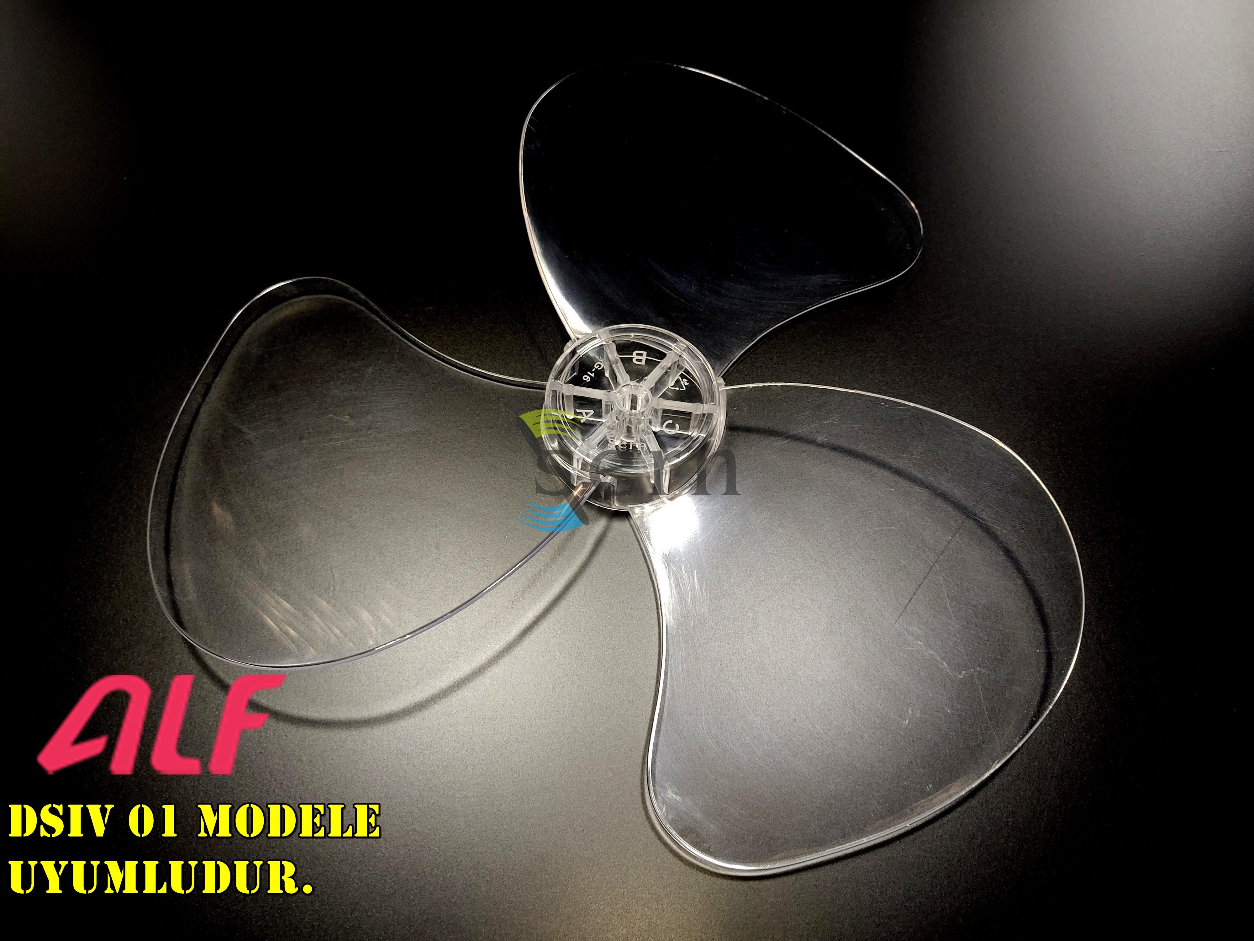 Alf DSIV 01 Modele Uyumlu Vantilatör Pervanesi  3 kanat 36cm Sert 16inç Şeffaf