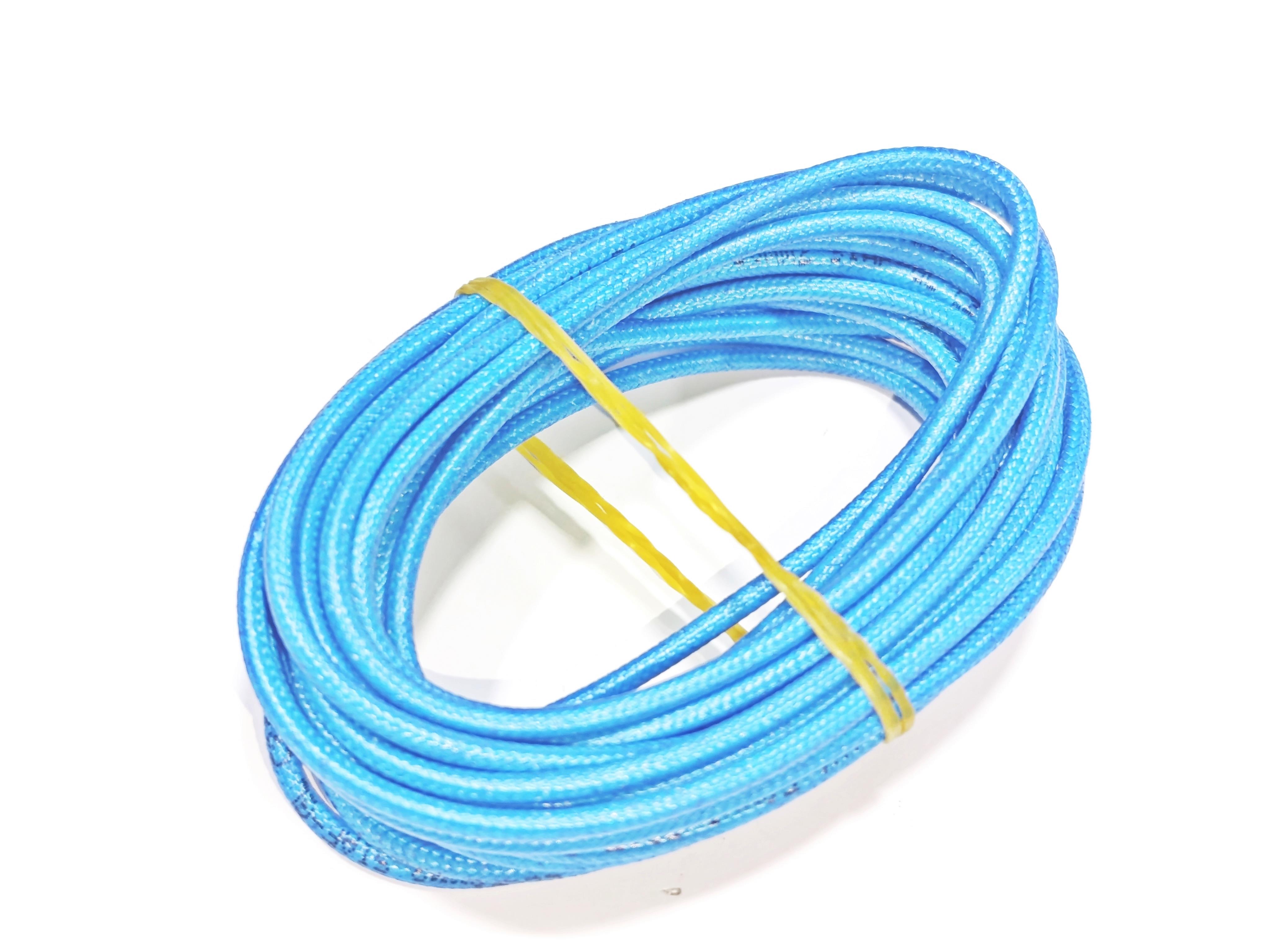 Mavi Renk 1,5mm Cam Elyaf Örgü Yanmaz Kablo 5metre, -60/+180°C 