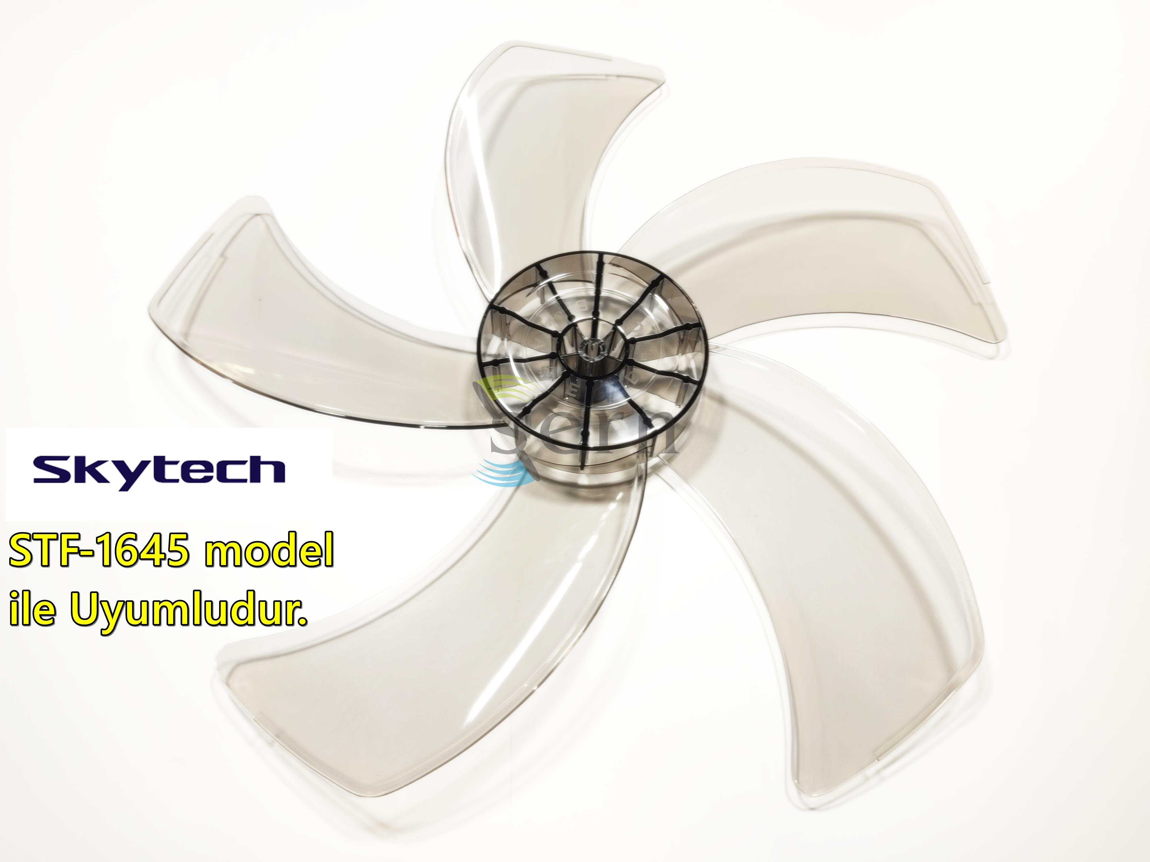 Skytech STF 1645 Modele Uyumlu Vantilatör Pervanesi 16inç 5 Kanat 38Cm Füme Renk PLS