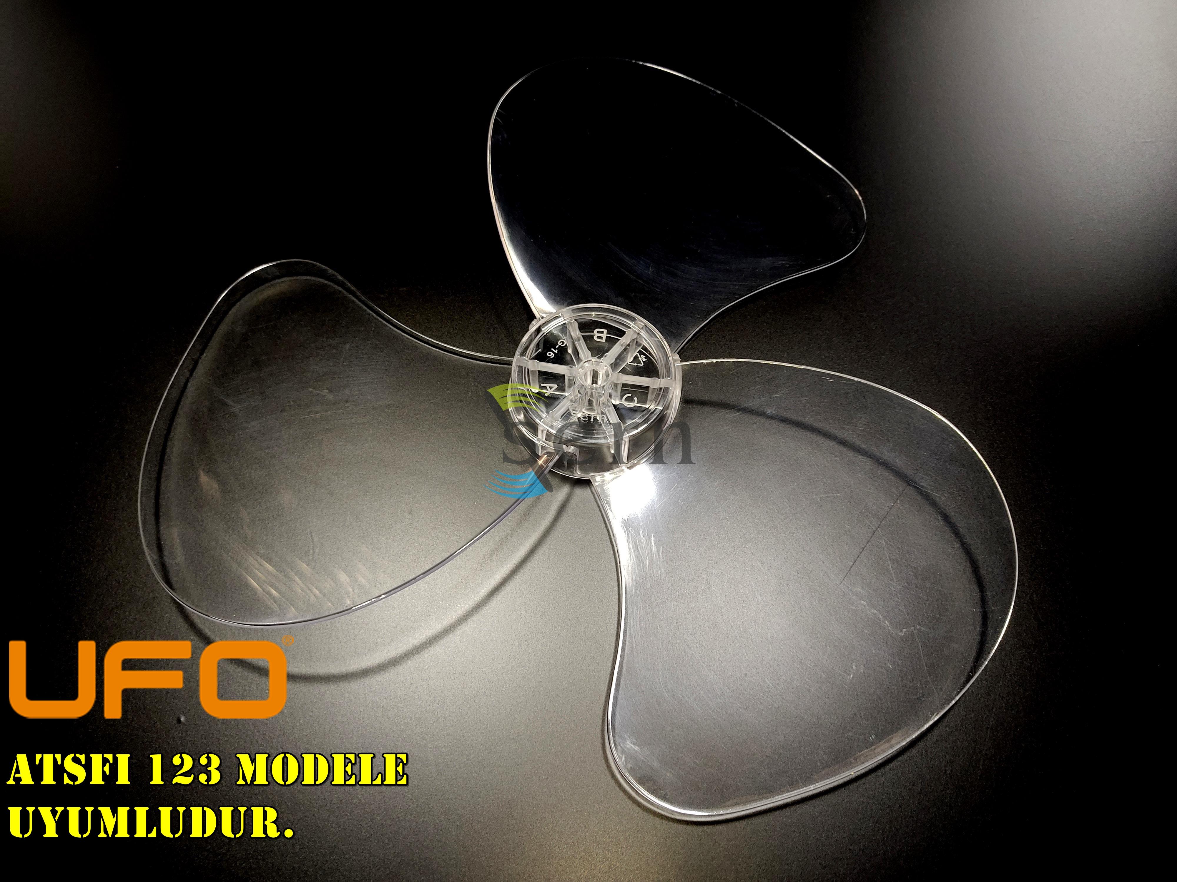 Ufo ATSFI 123 Modele Uyumlu Vantilatör Pervanesi  3 kanat 36cm Sert 16inç Şeffaf