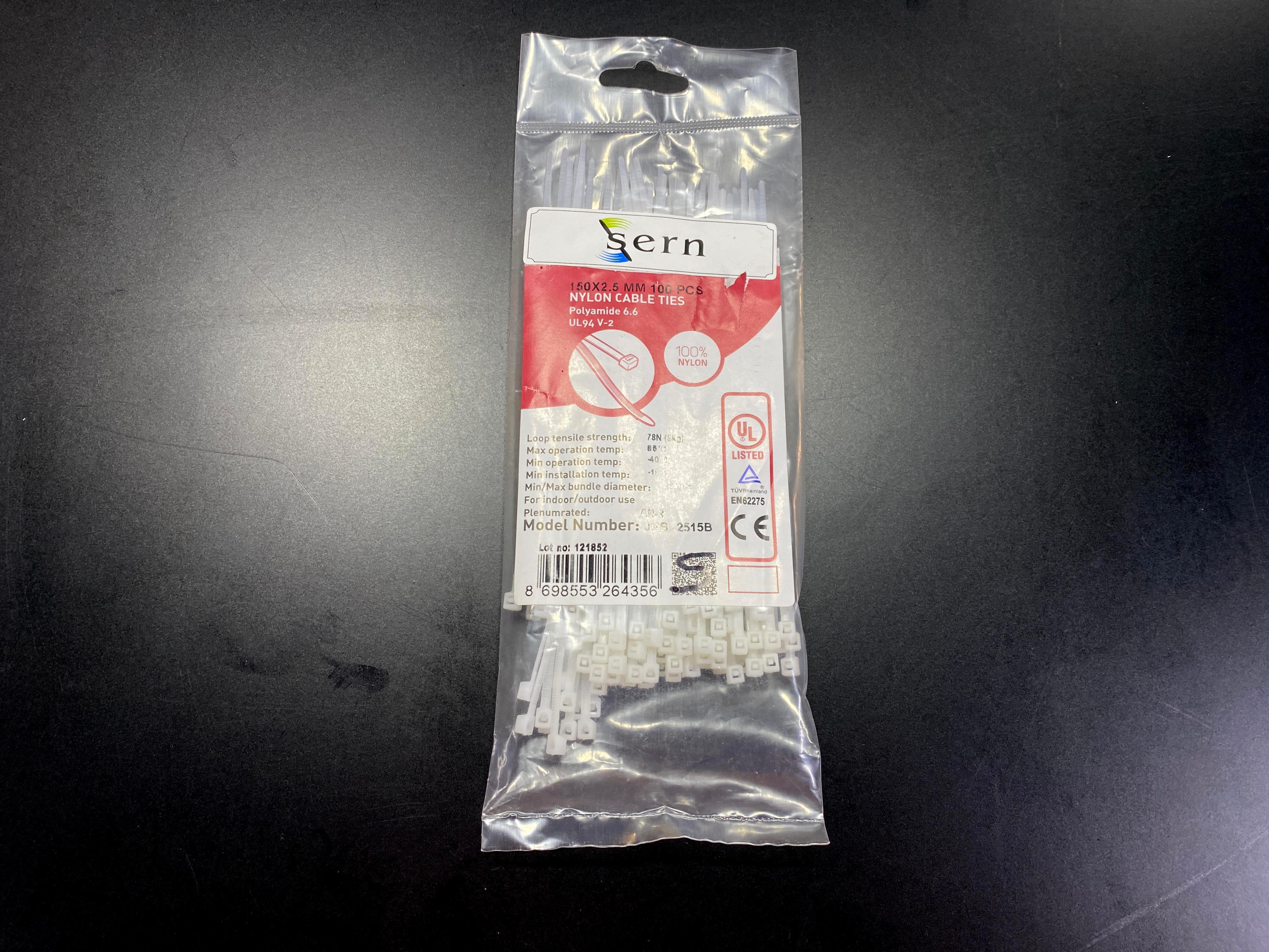 15cm Beyaz Kablo Bağı 2,5 mm Plastik Kelepçe - 100 Adet - Nylon Kablo Düzenleyici
