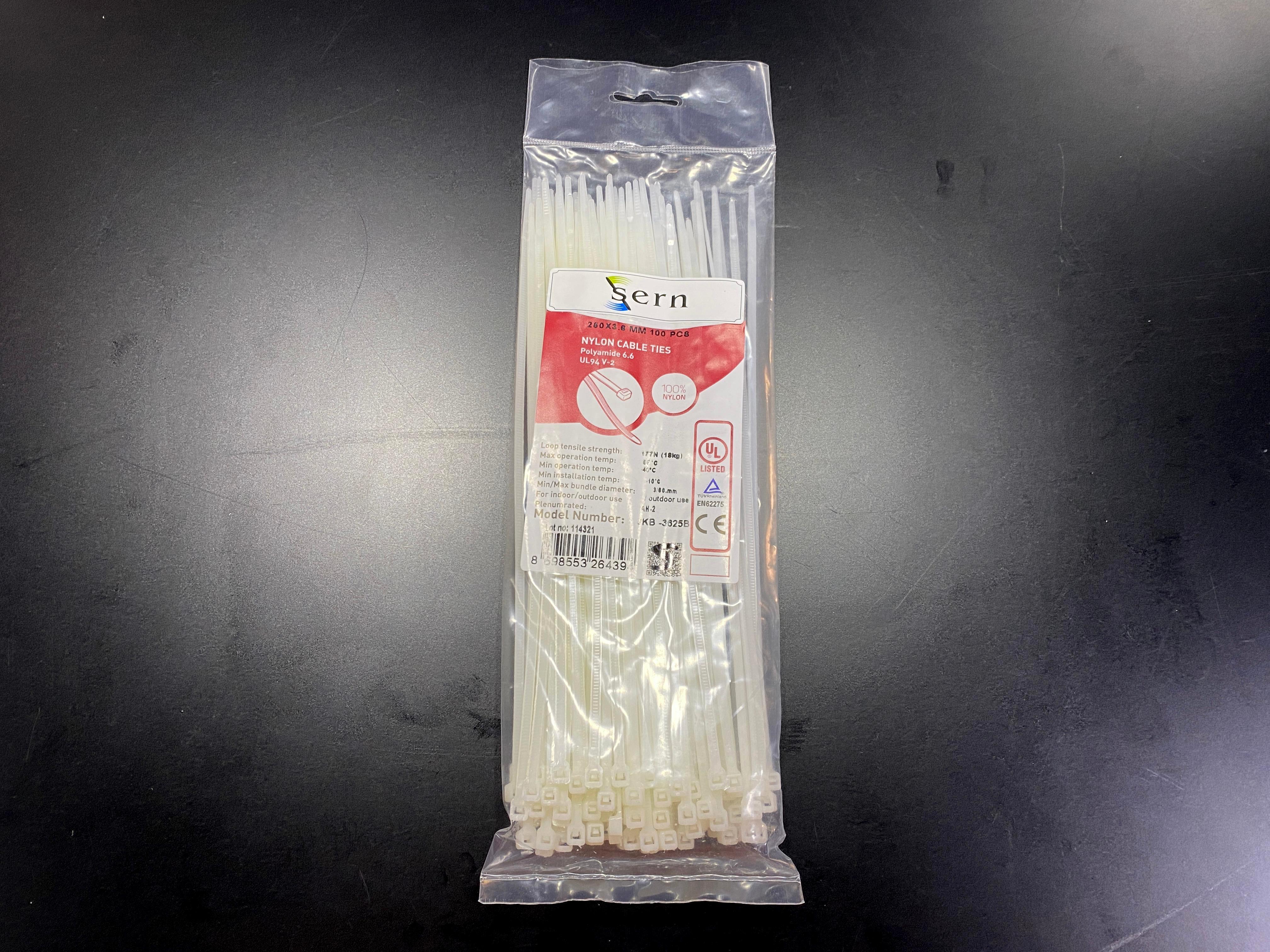 25cm Beyaz Kablo Bağı 3,6mm Plastik Kelepçe - 100 Adet - Nylon Kablo Düzenleyici