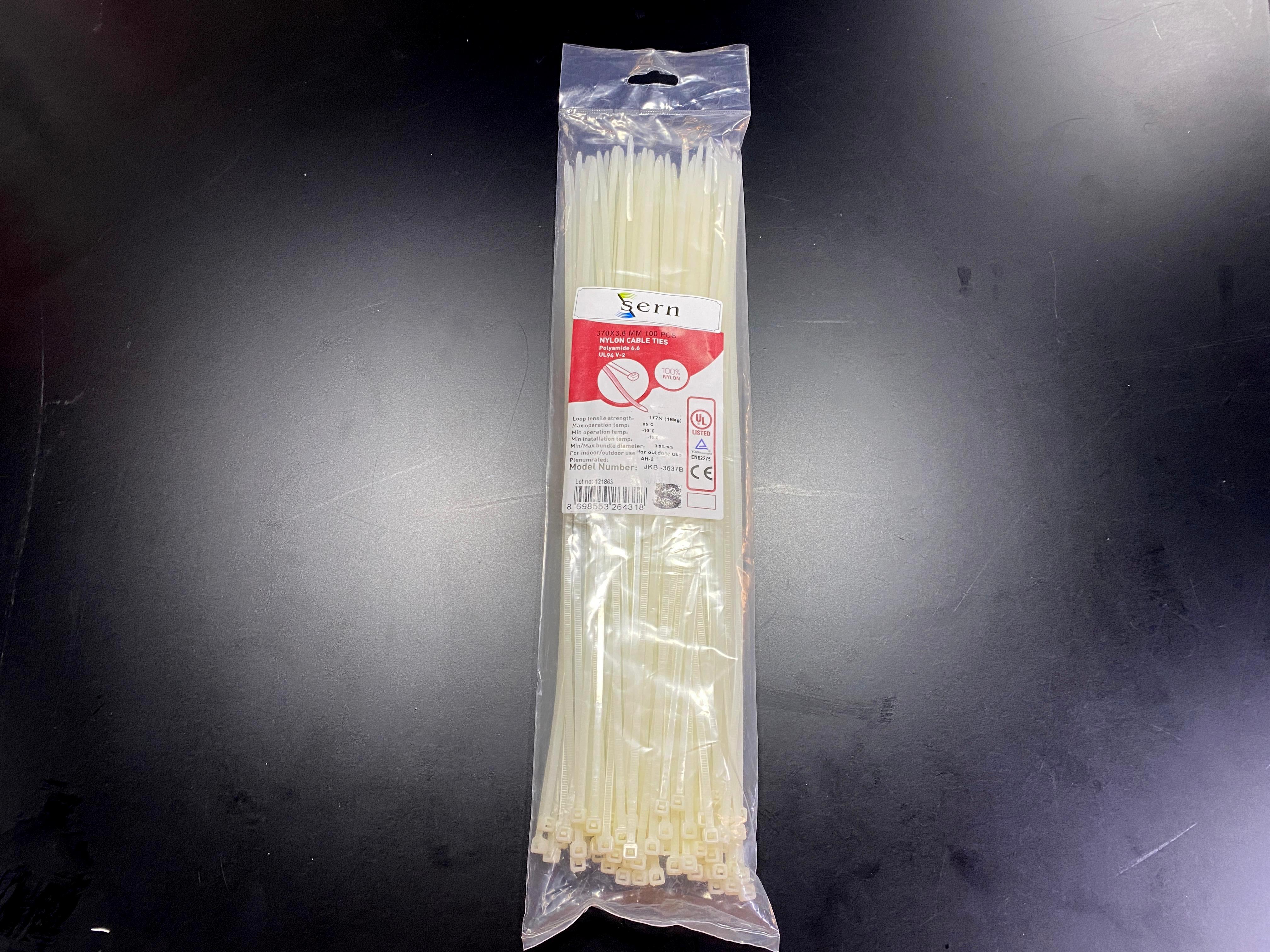 37cm Beyaz Kablo Bağı 3,6mm Plastik Kelepçe - 100 Adet - Nylon Kablo Düzenleyici