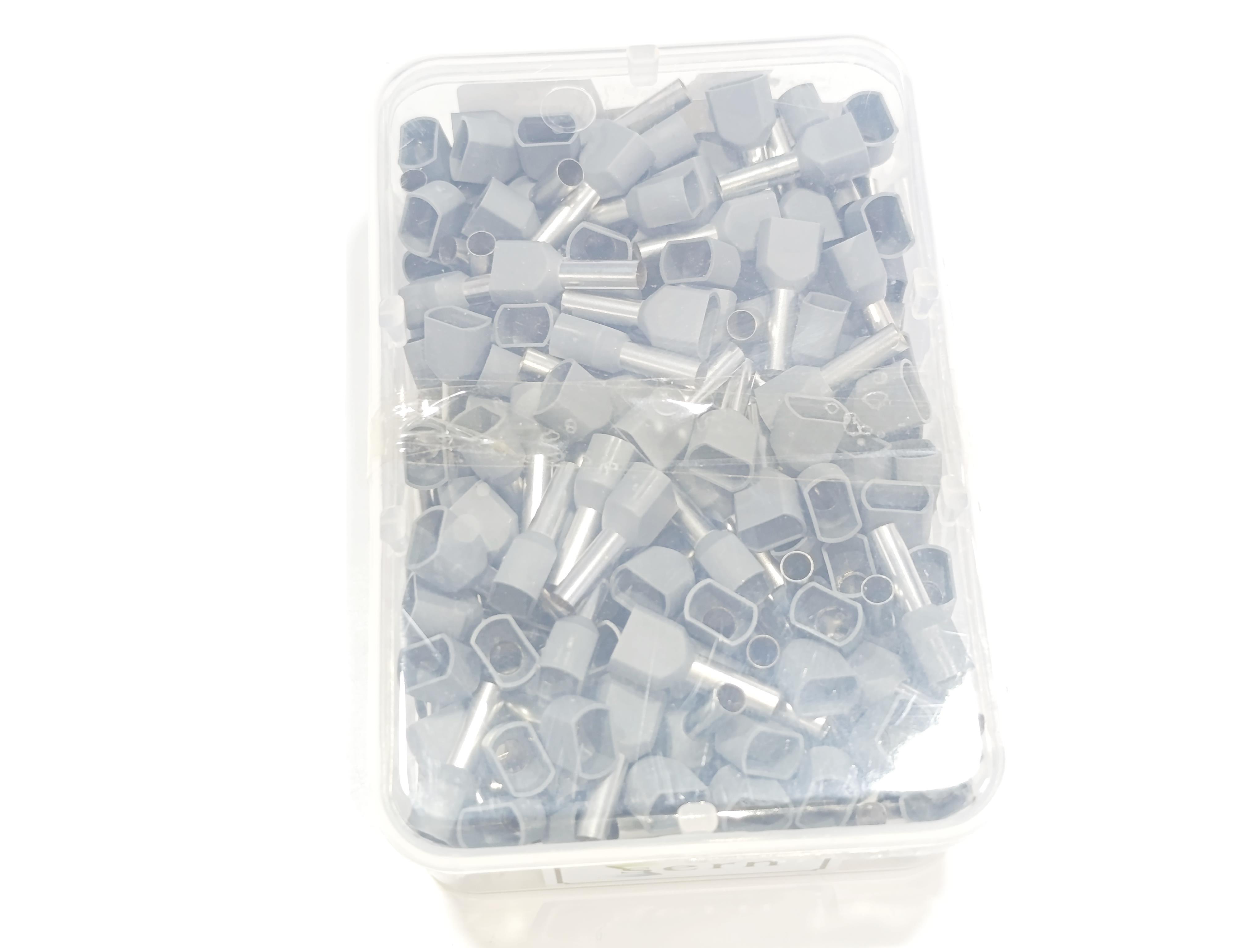 4 mm Çift Girişli İzoleli Kablo Yüksüğü – Alman Norm – Gri – 1 Paket (200 Adet)