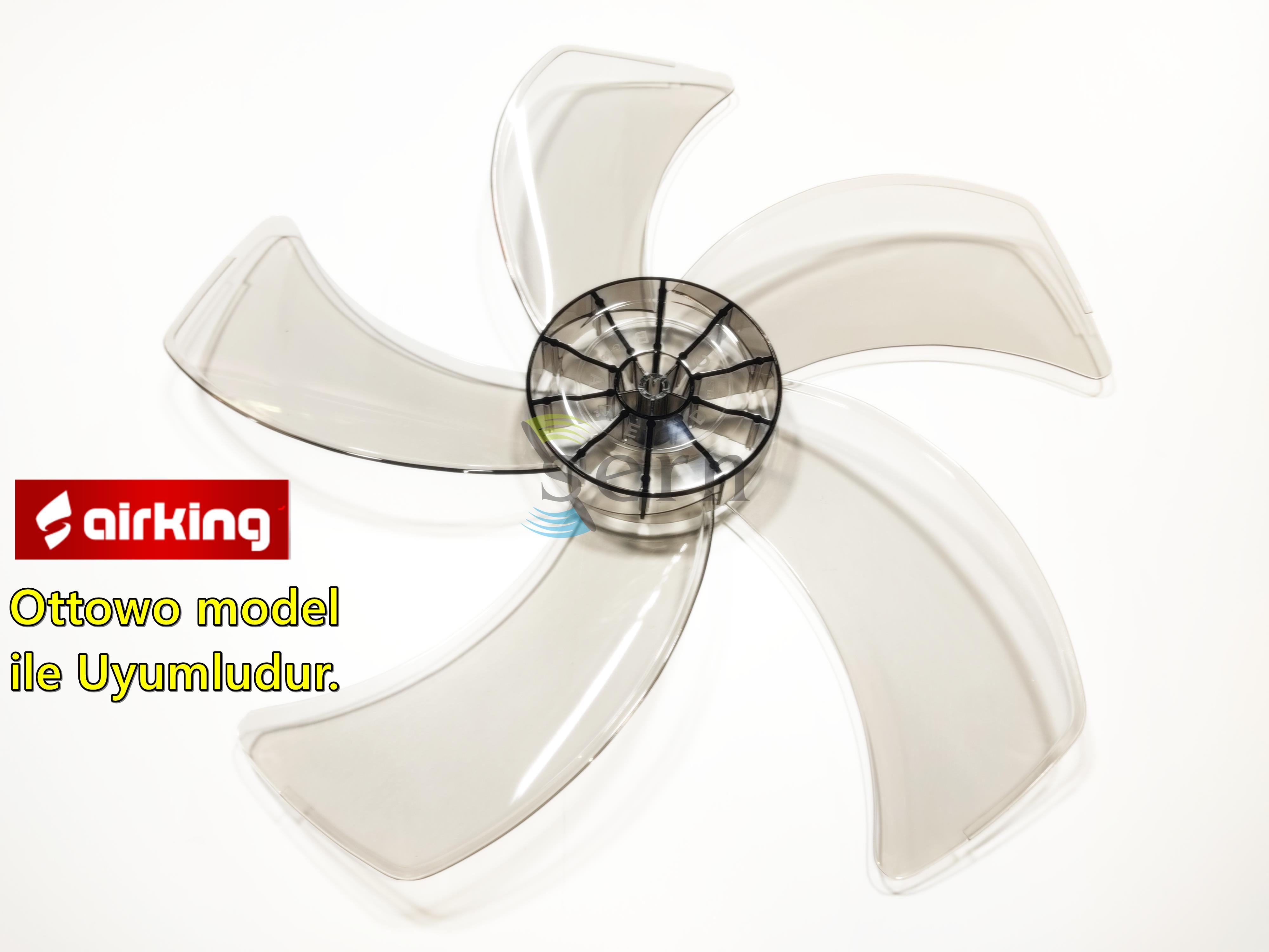 Airking Ottowo Modele Uyumlu Vantilatör Pervanesi 16inç 5 Kanat 38Cm Füme Renk PLS