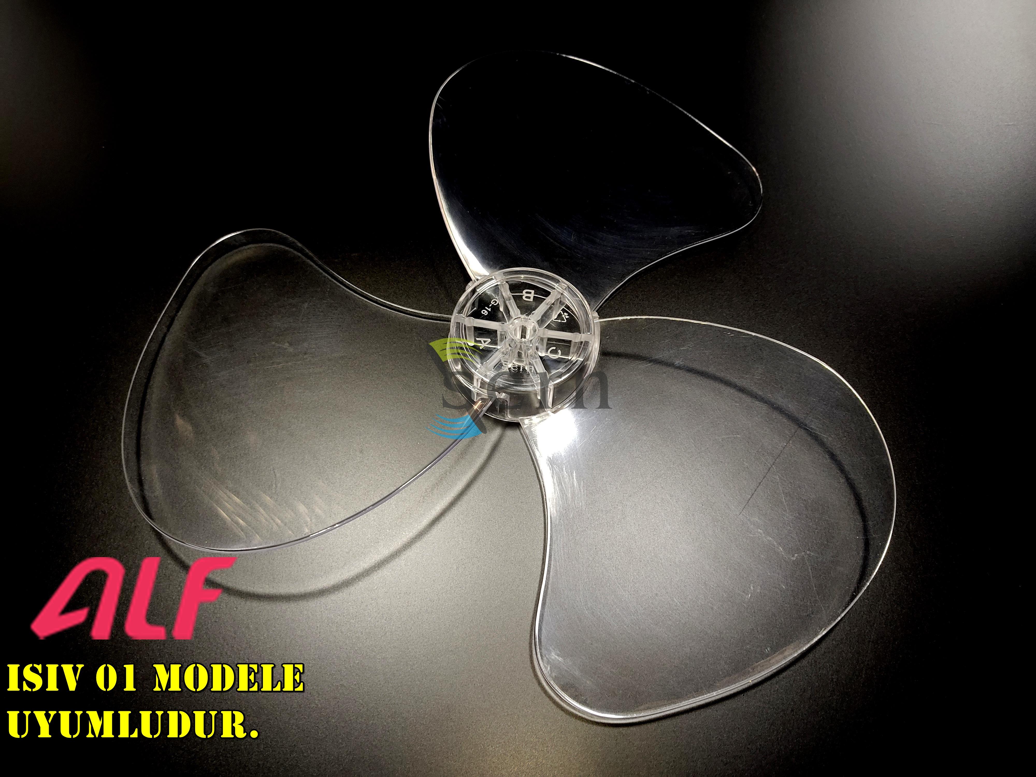 Alf ISIV 01 Modele Uyumlu Vantilatör Pervanesi  3 kanat 36cm Sert 16inç Şeffaf
