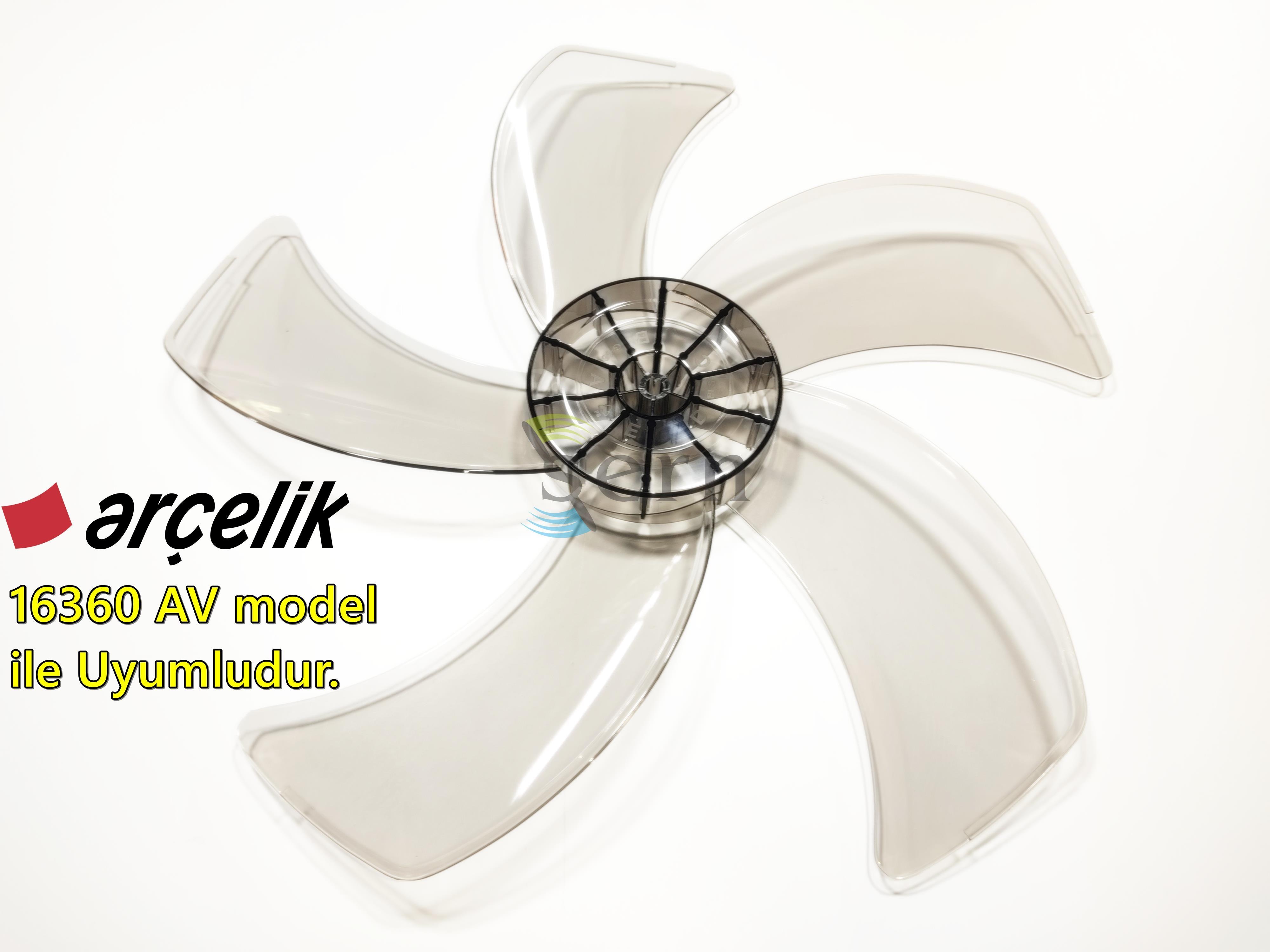 Arçelik 16360 AV Modele Uyumlu Vantilatör Pervanesi 16inç 5 Kanat 38Cm Füme Renk PLS
