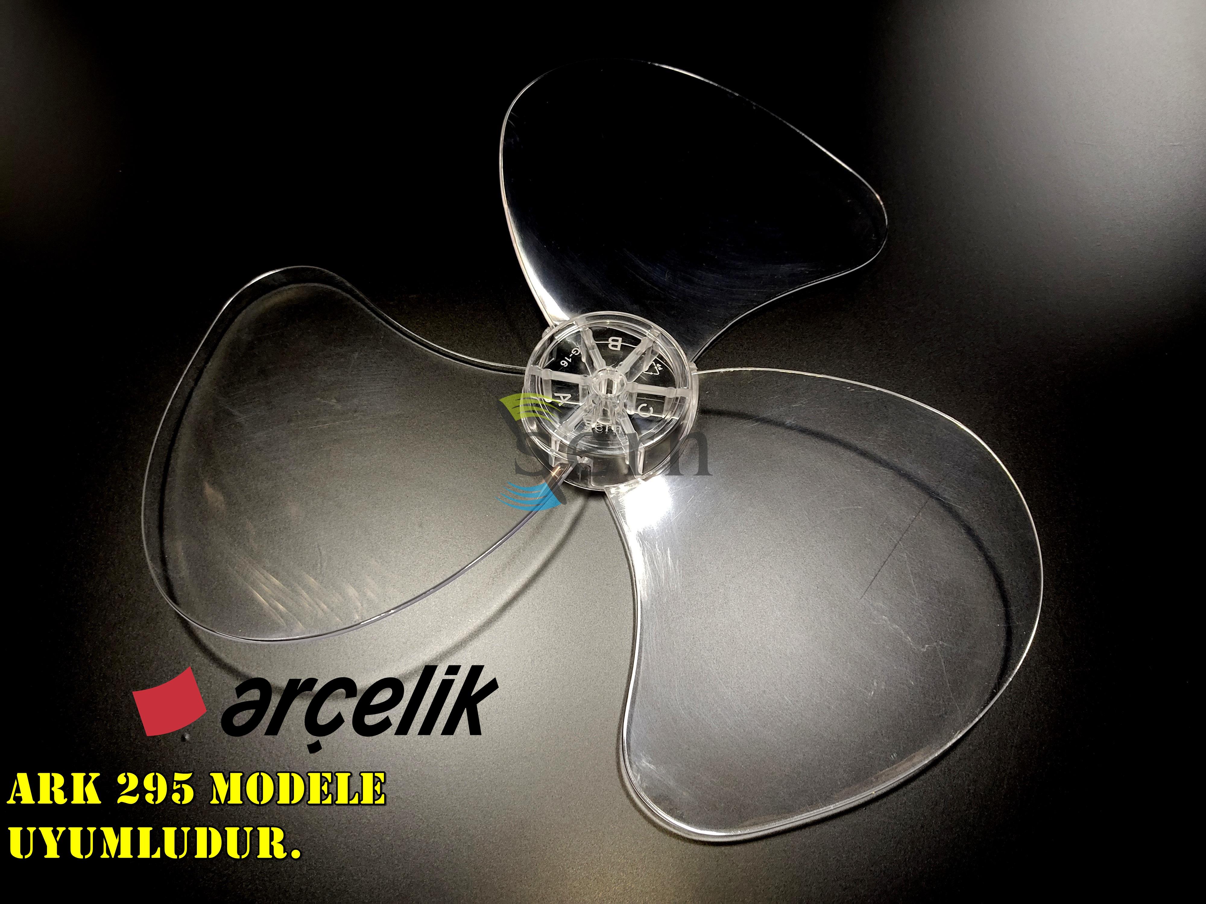 Arçelik ARK 295 Modele Uyumlu Vantilatör Pervanesi  3 kanat 36cm Sert 16inç Şeffaf