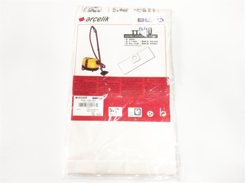 Arçelik Beko TT 990 Yıkamalı Süpürge Kağıt Torba (5'li Paket) 