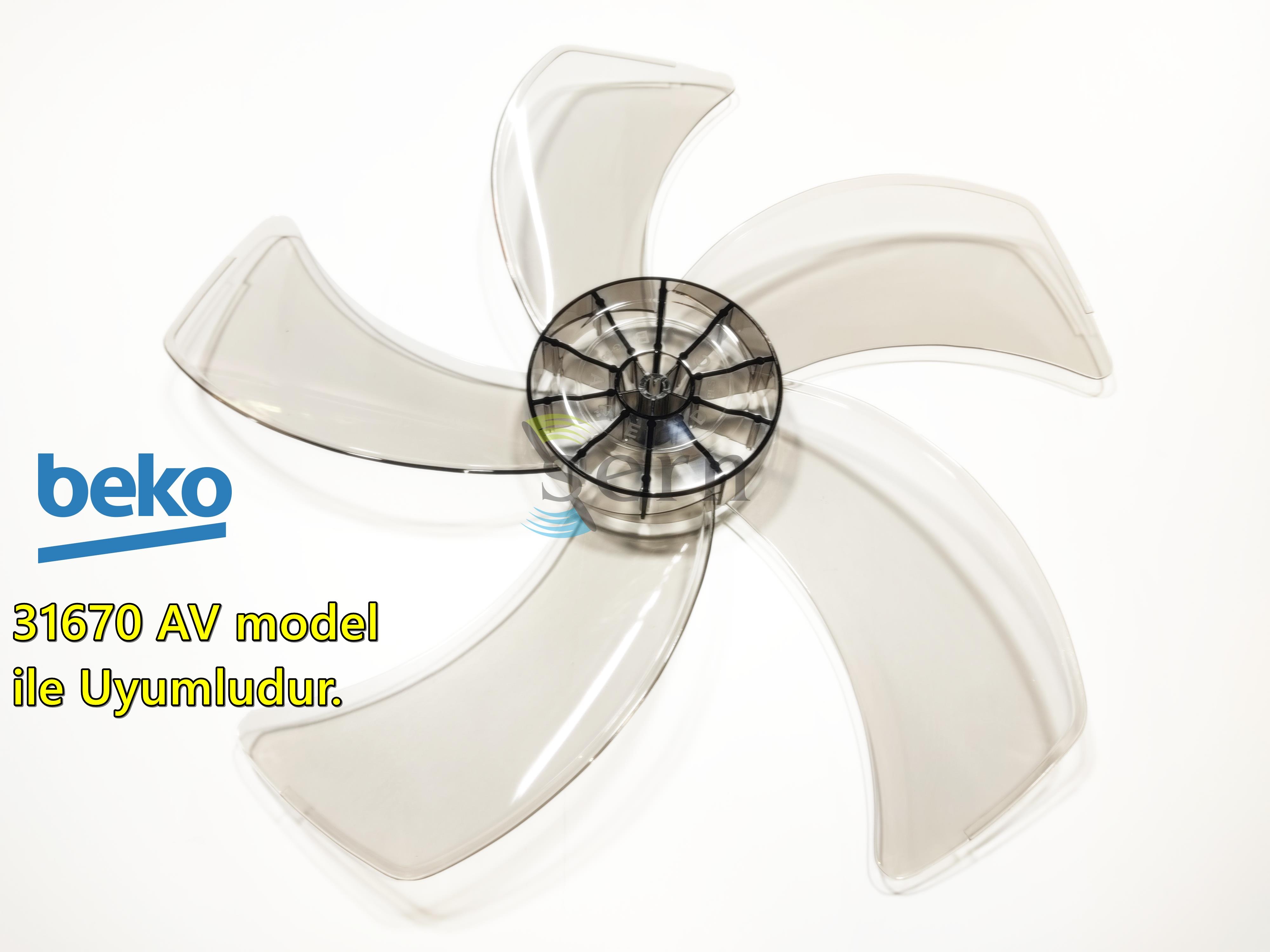 Beko 31670 AV Modele Uyumlu Vantilatör Pervanesi 16inç 5 Kanat 38Cm Füme Renk PLS