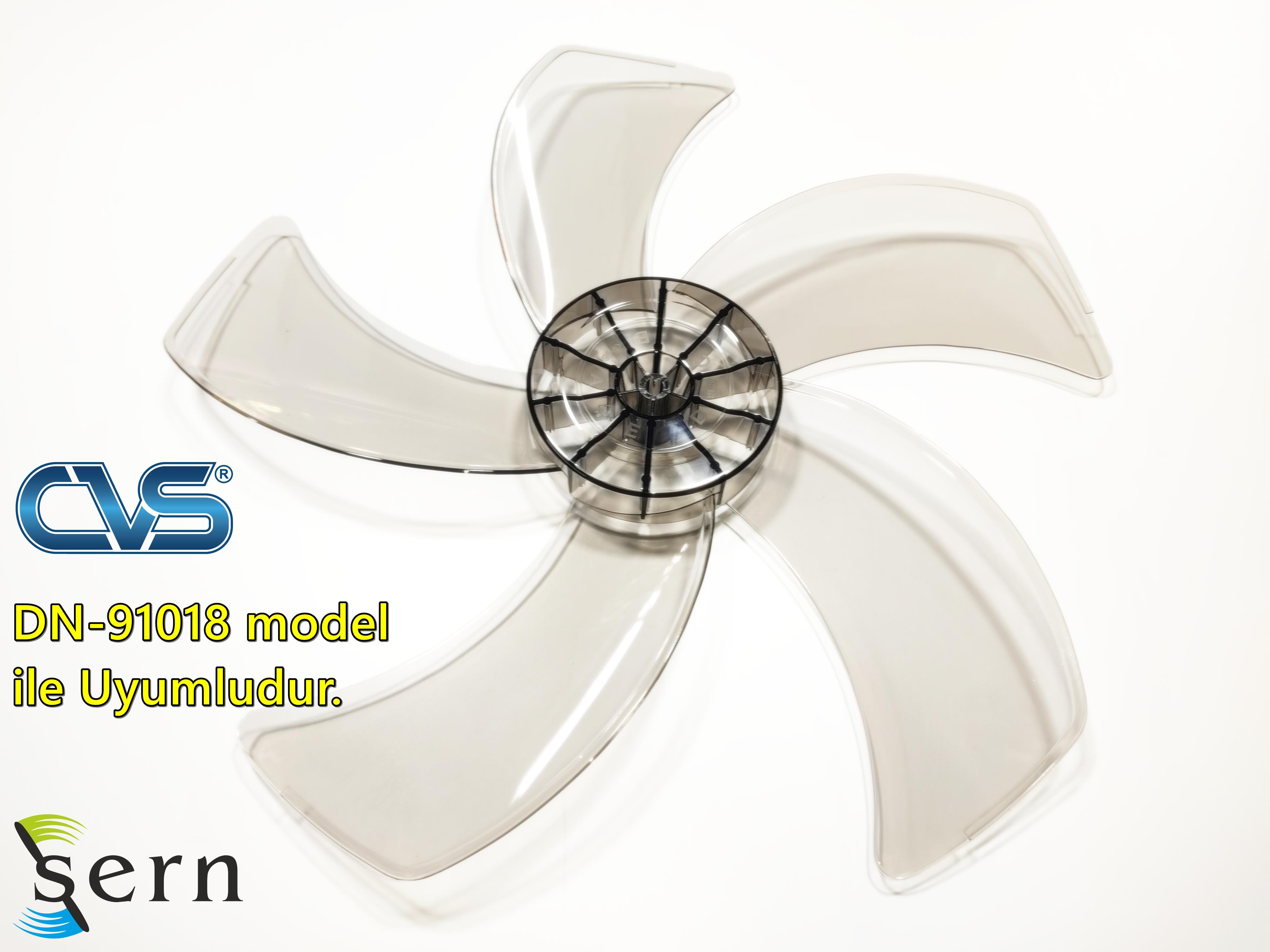 CVS DN 91018 Modele Uyumlu Vantilatör Pervanesi 16inç 5 Kanat 38Cm Füme Renk PLS