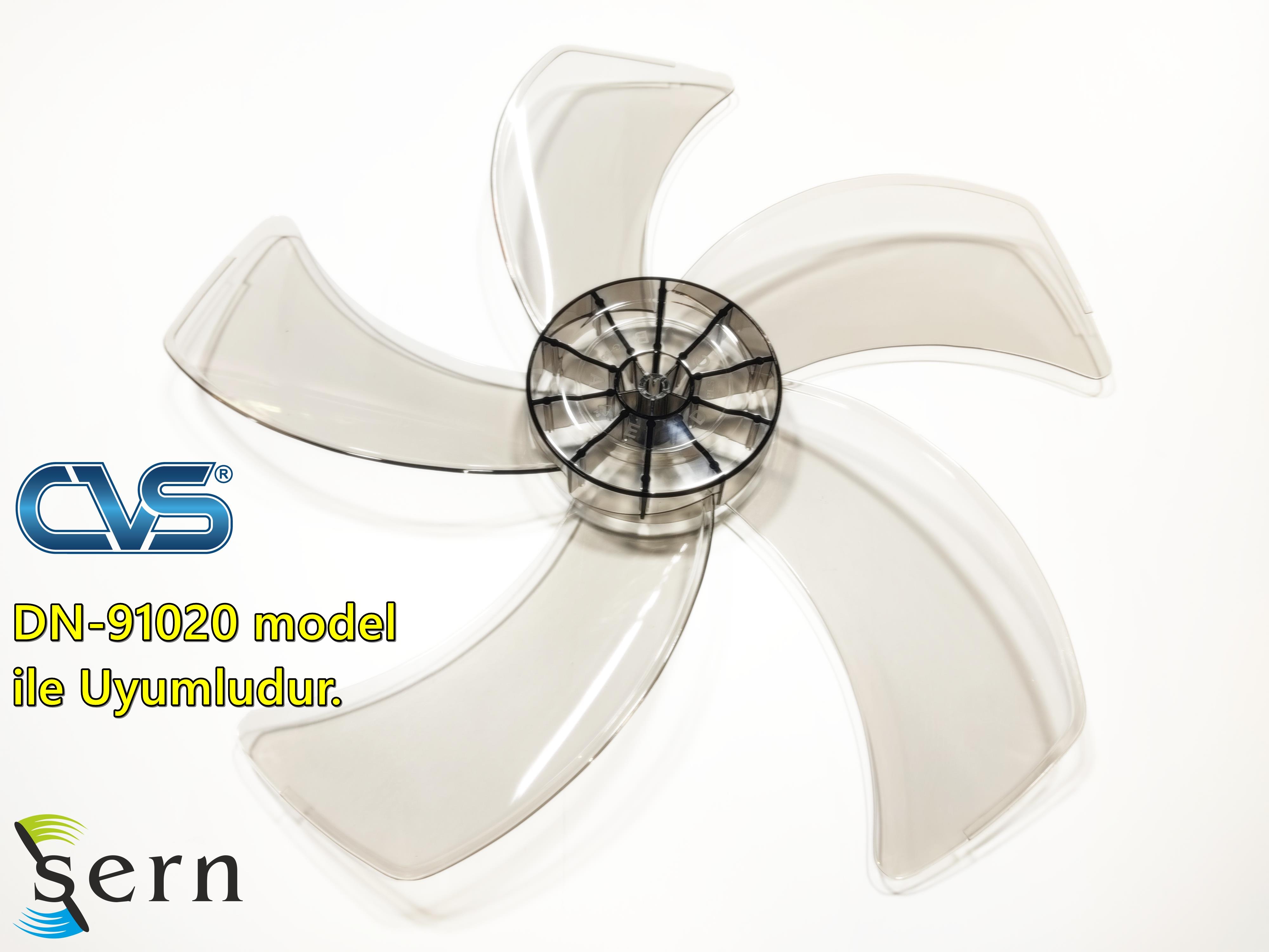 CVS DN 91020 Modele Uyumlu Vantilatör Pervanesi 16inç 5 Kanat 38Cm Füme Renk PLS