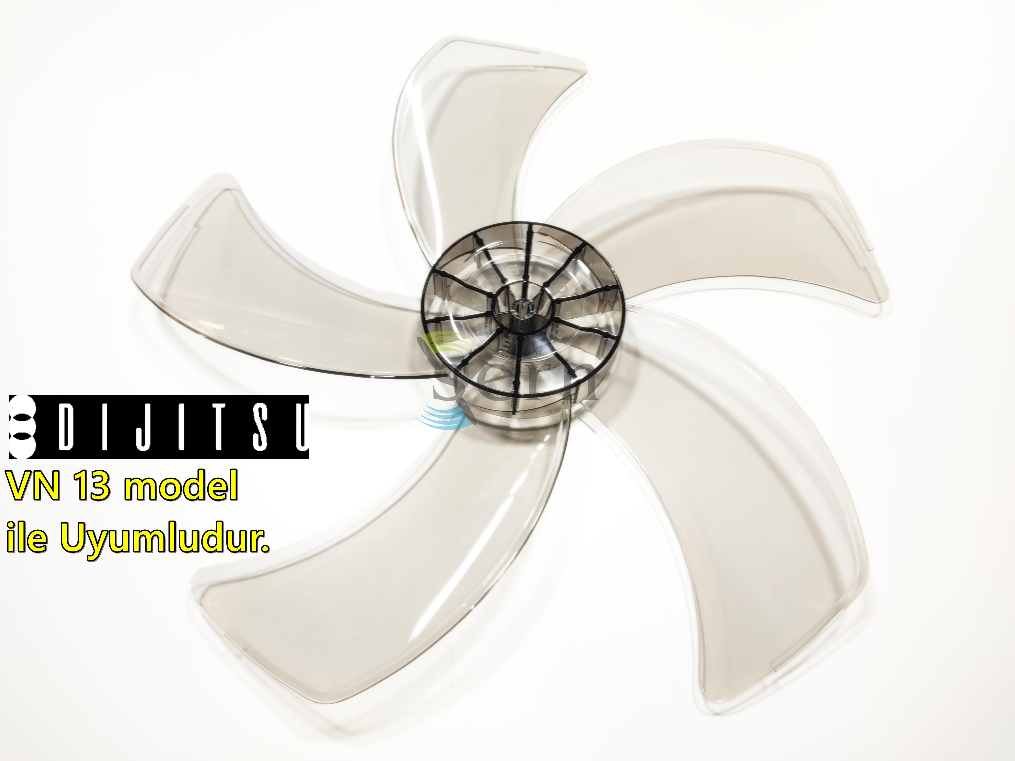 Dijitsu VN 13 Modele Uyumlu Vantilatör Pervanesi 16inç 5 Kanat 38Cm Füme Renk PLS