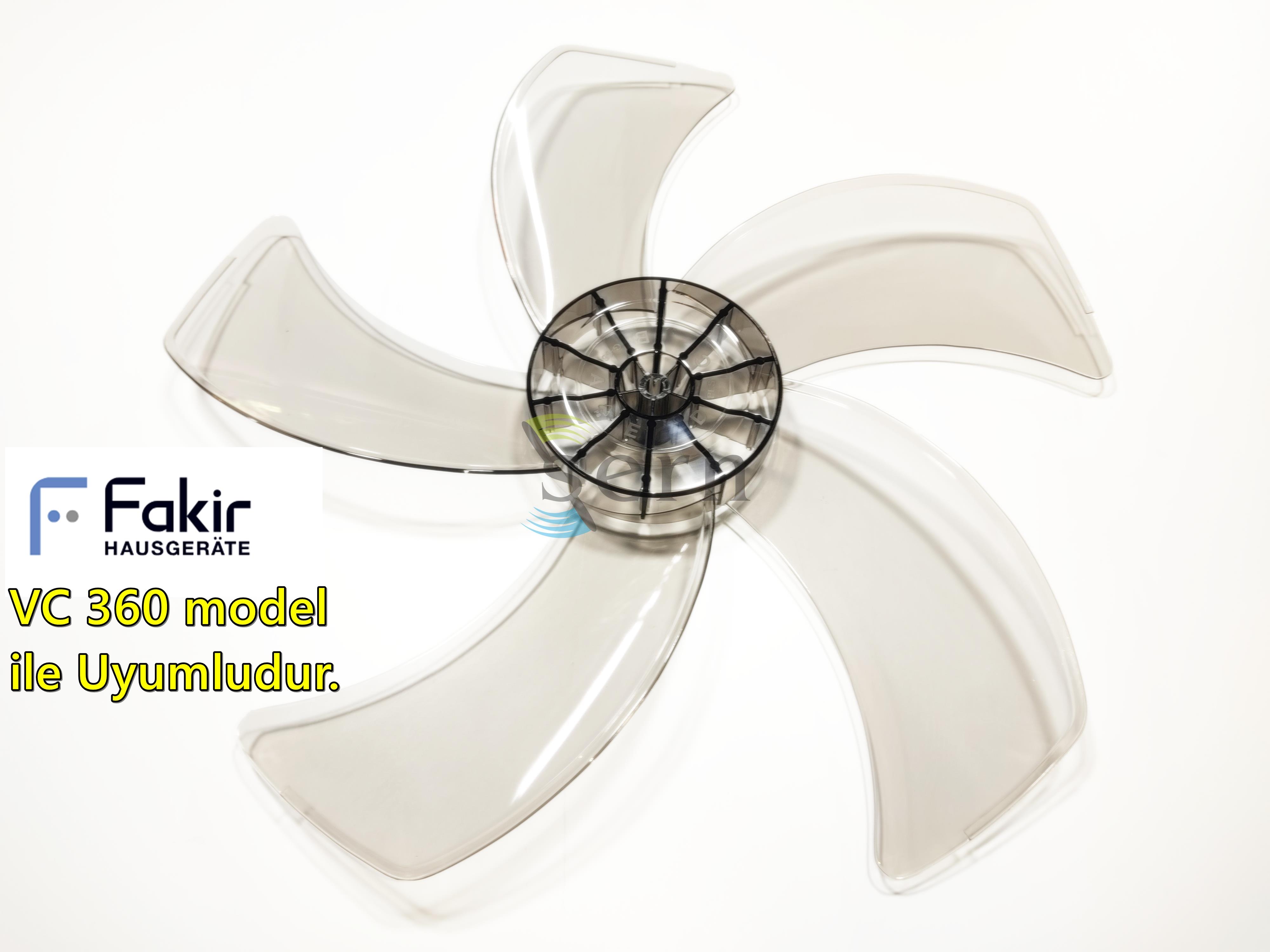 Fakir VC 360 Modele Uyumlu Vantilatör Pervanesi 16inç 5 Kanat 38Cm Füme Renk PLS