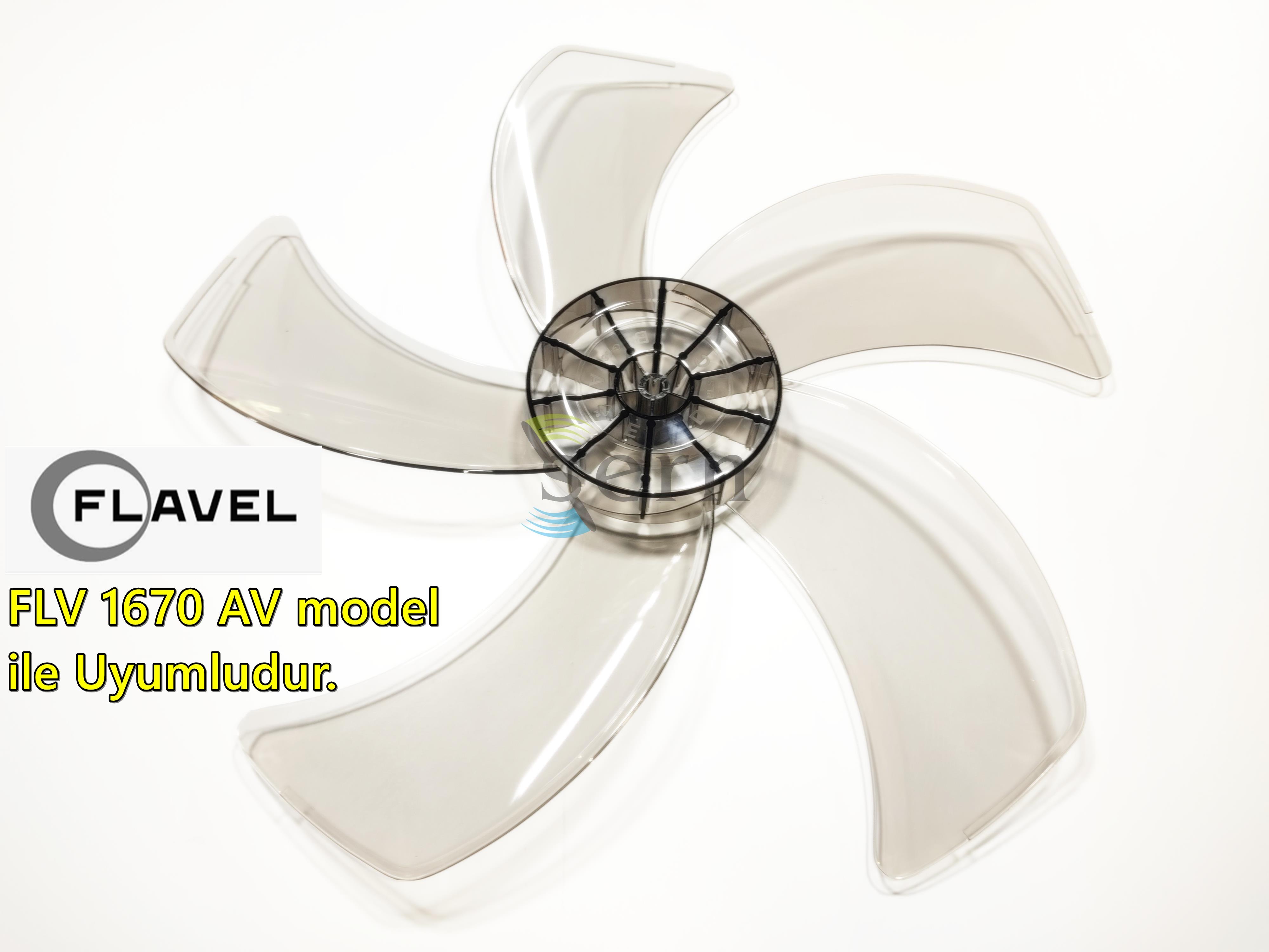 Flavel FLV 1670 AV Modele Uyumlu Vantilatör Pervanesi 16inç 5 Kanat 38Cm Füme Renk PLS