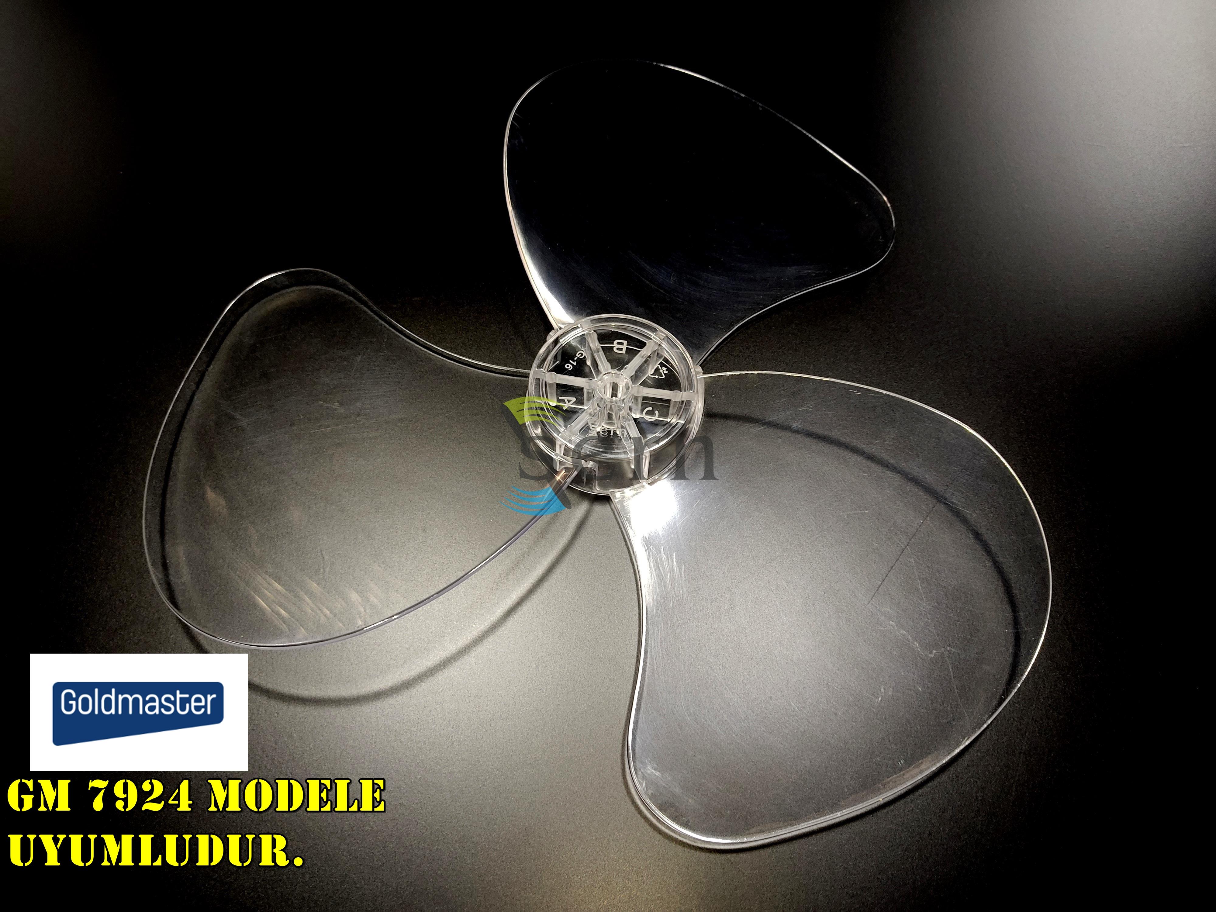 Goldmaster GM 7924 Modele Uyumlu Vantilatör Pervanesi  3 kanat 36cm Sert 16inç Şeffaf