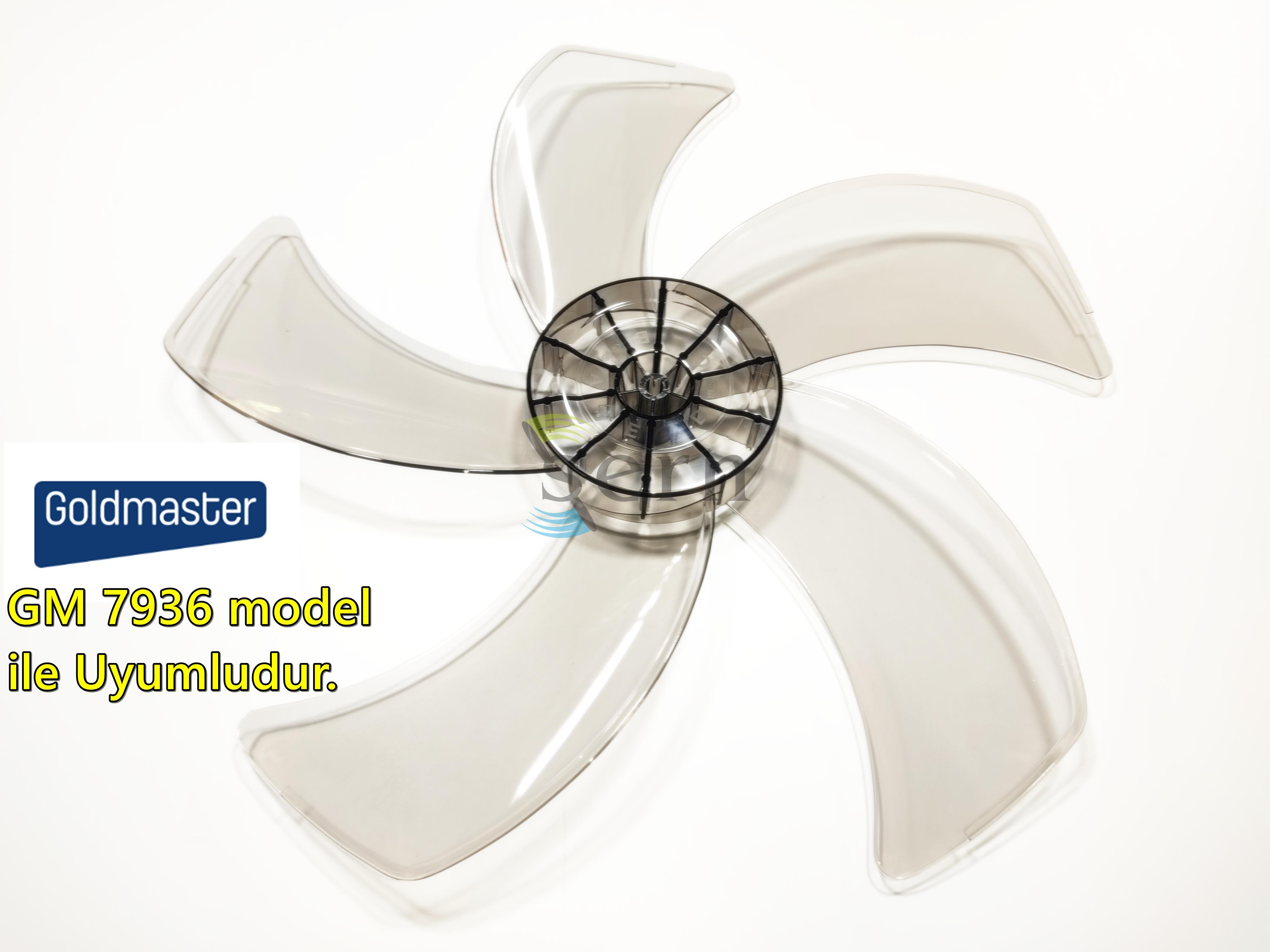 Goldmaster GM 7936 Modele Uyumlu Vantilatör Pervanesi 16inç 5 Kanat 38Cm Füme Renk PLS