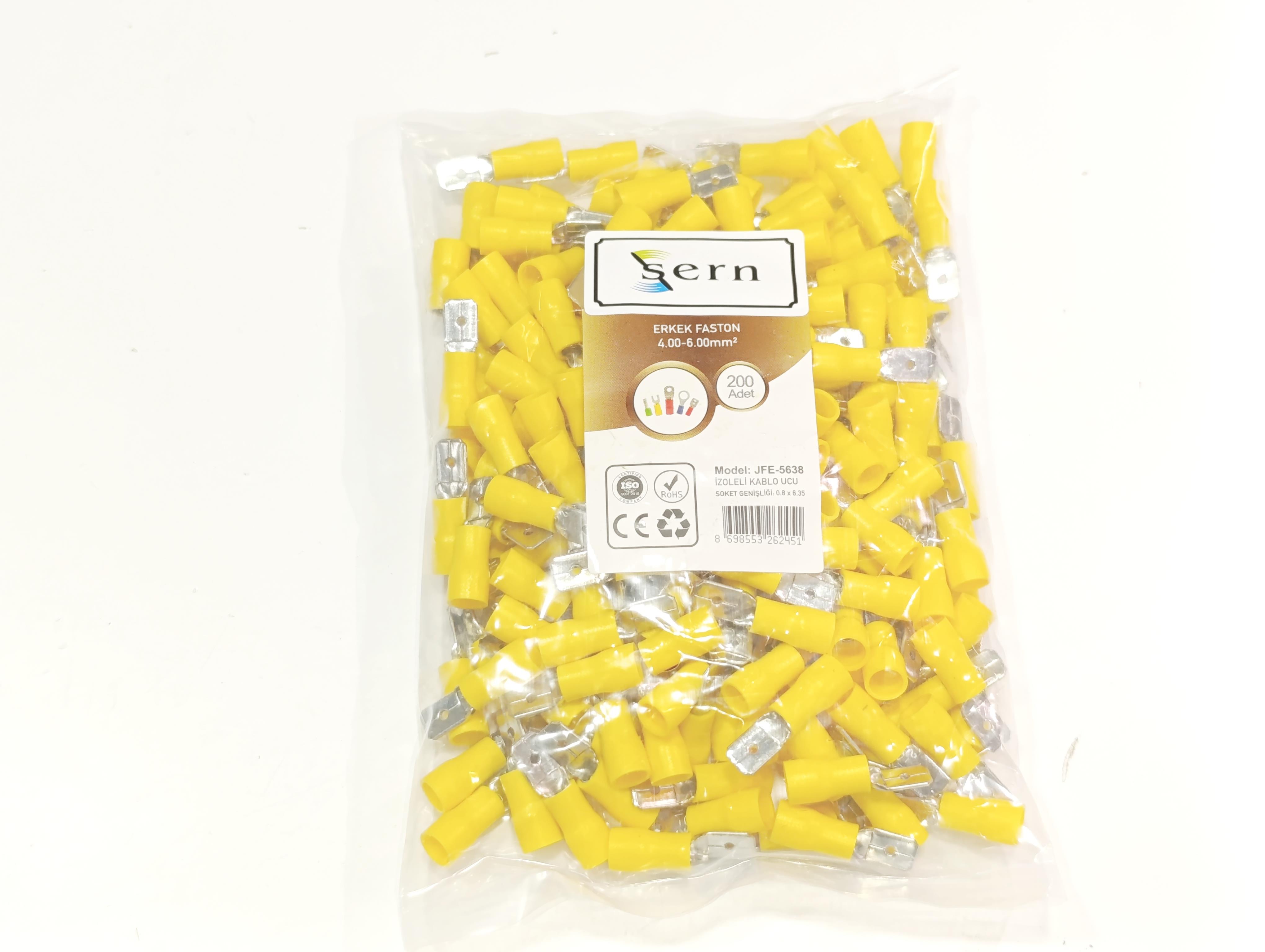 İzoleli Erkek Faston Kablo Ucu 0,8x6,35 1,50-2,50mm² Mavi 200 Adet
