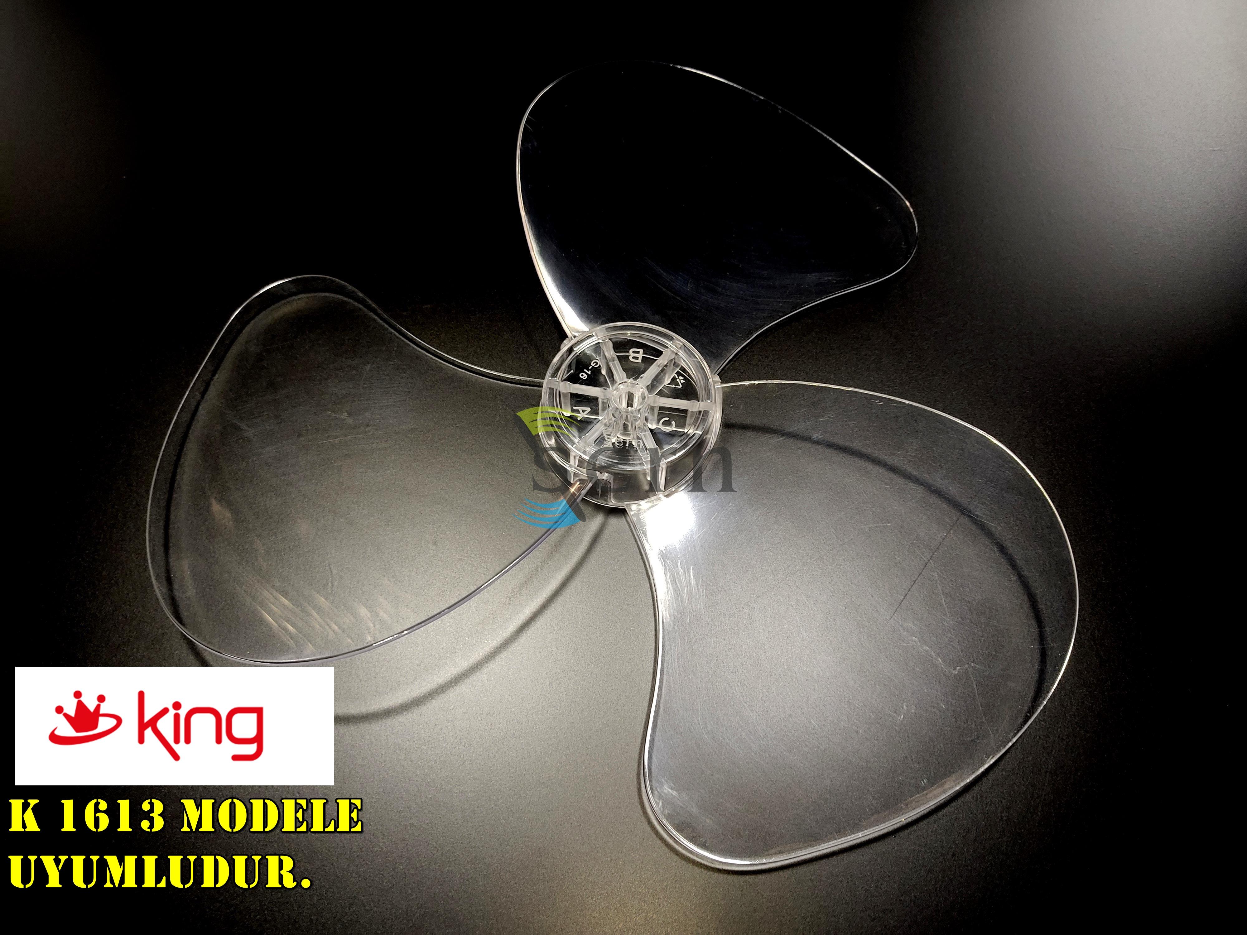 King K 1613 Modele Uyumlu Vantilatör Pervanesi  3 kanat 36cm Sert 16inç Şeffaf