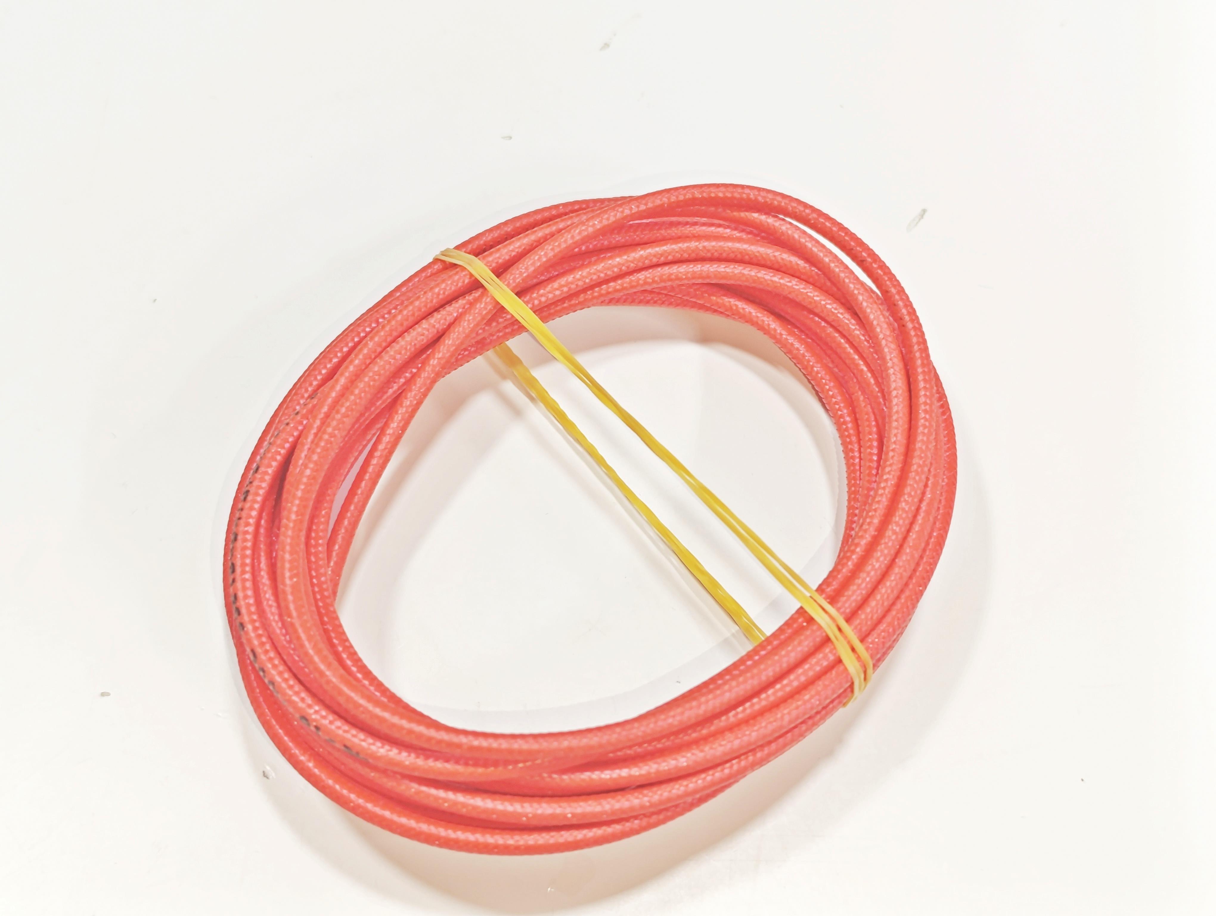 Kırmızı Renk 2,5mm Cam Elyaf Örgü Yanmaz Kablo 5metre, -60/+180°C 
