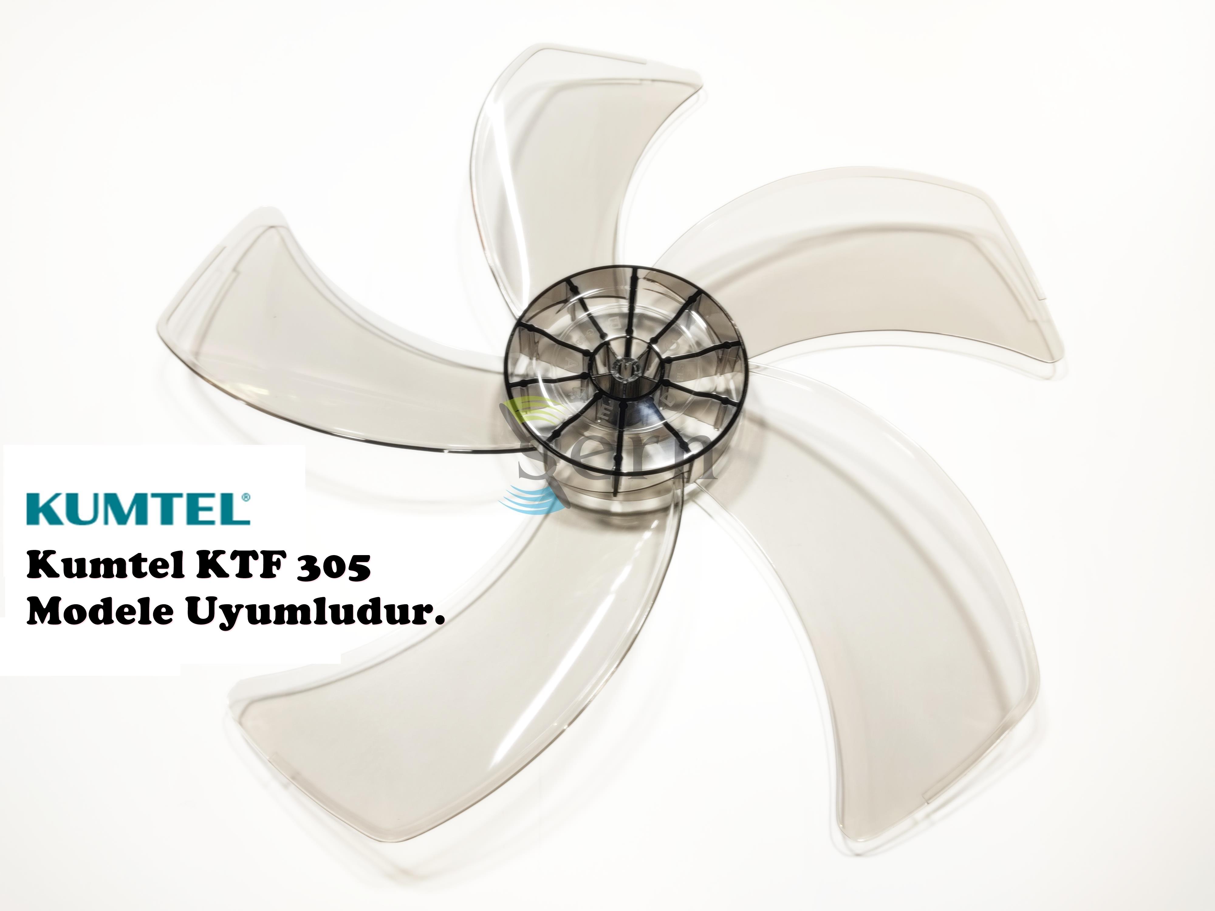 Kumtel KTF 305 Modele Uyumlu Vantilatör Pervanesi 16inç 5 Kanat 38Cm Füme Renk PLS