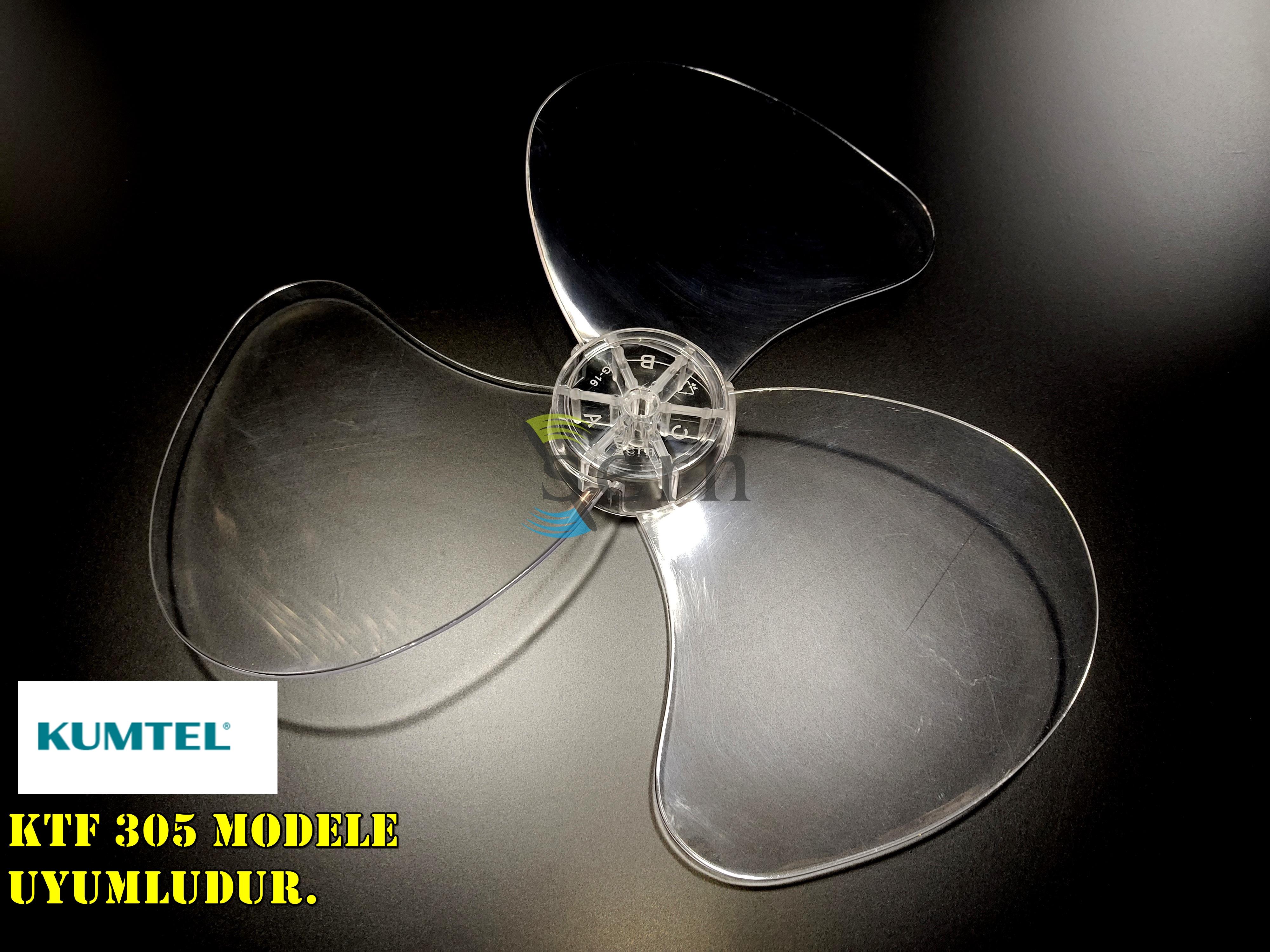 Kumtel  KTF 305 Modele Uyumlu Vantilatör Pervanesi  3 kanat 36cm Sert 16inç Şeffaf