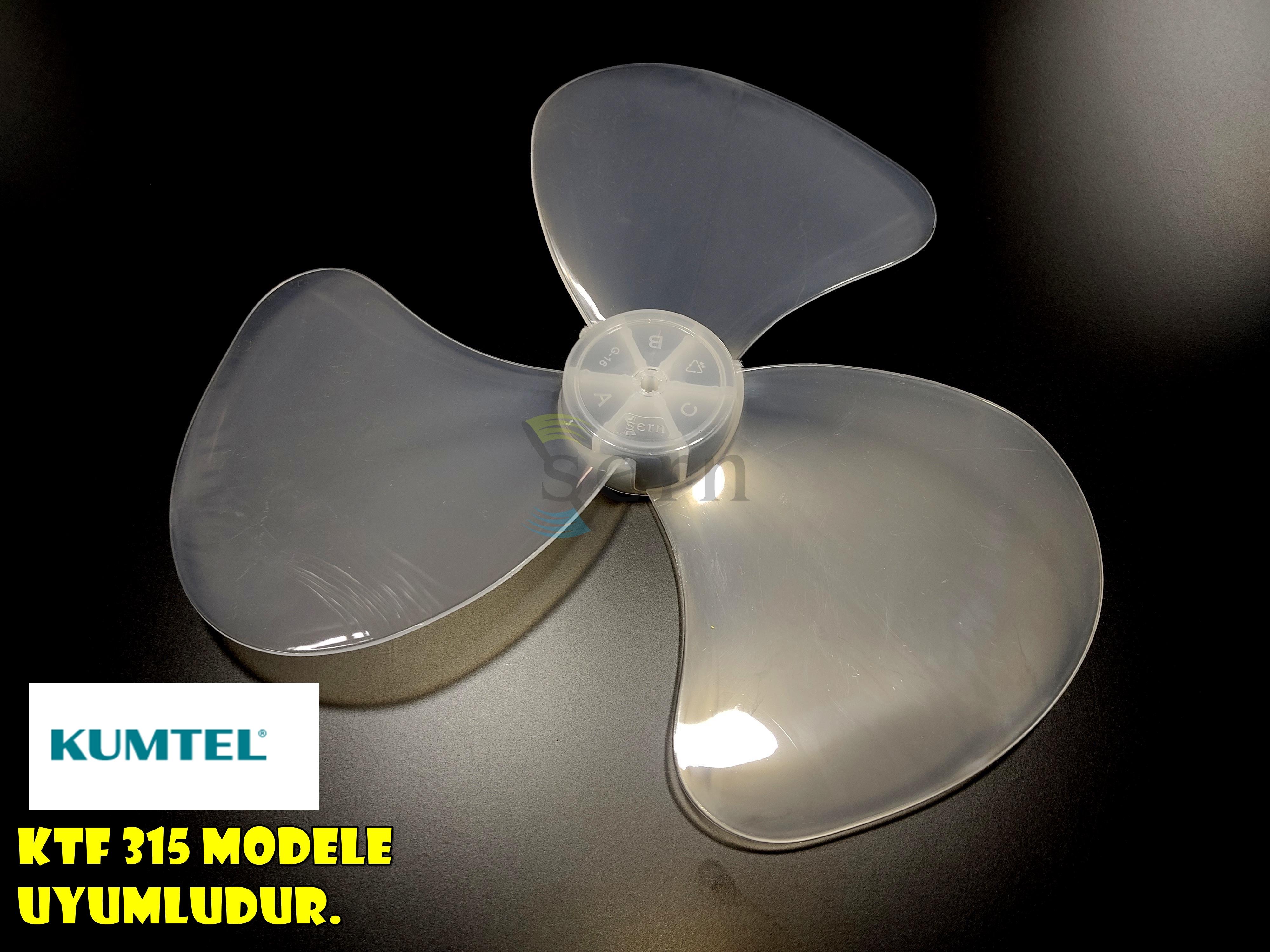 Kumtel KTF 315 Modele Uyumlu Vantilatör Pervanesi 3 kanat 16inç 36cm Yumuşak Esnek 