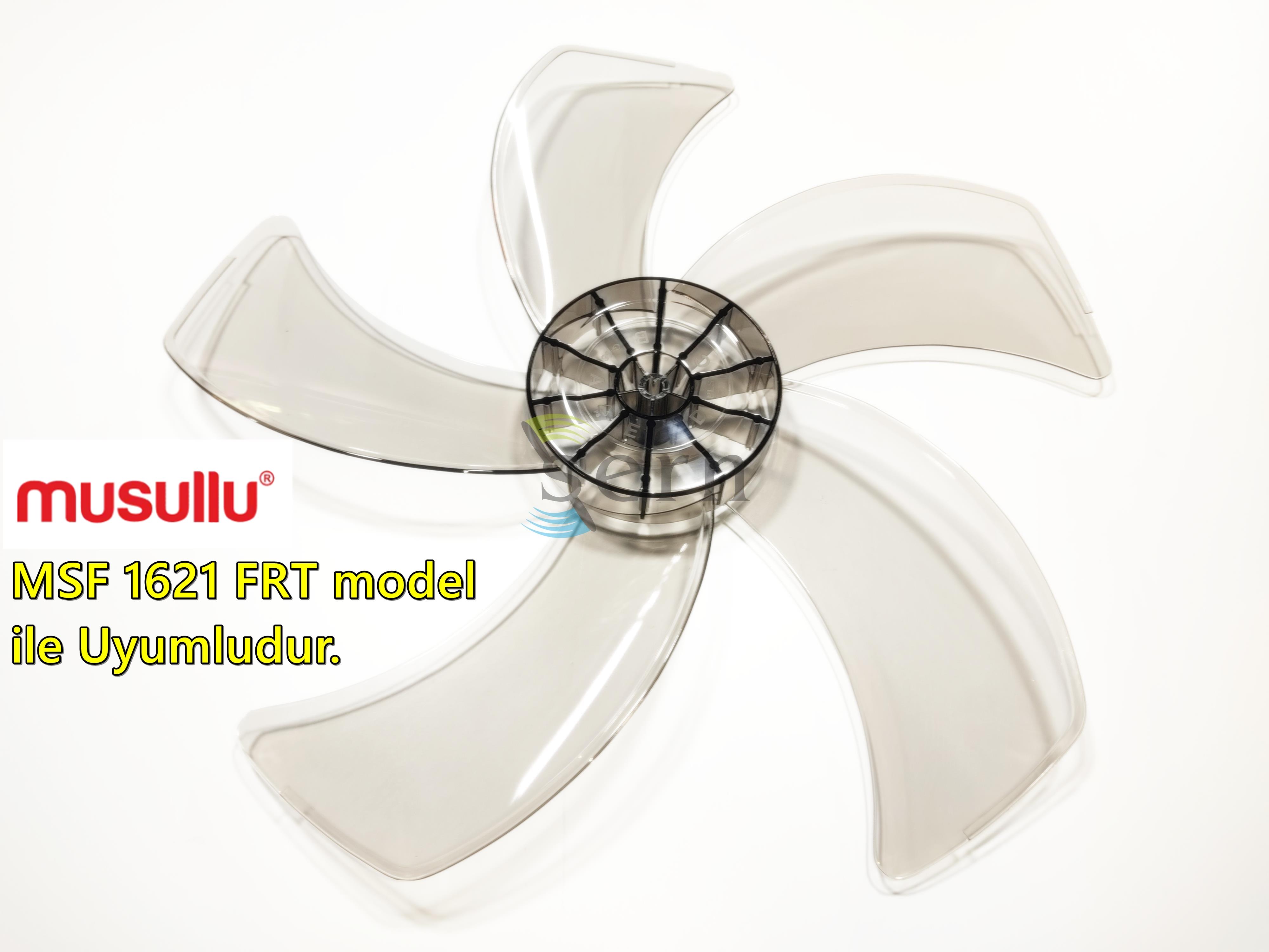 Musullu MSF 1621 FRT Modele Uyumlu Vantilatör Pervanesi 16inç 5 Kanat 38Cm Füme Renk PLS