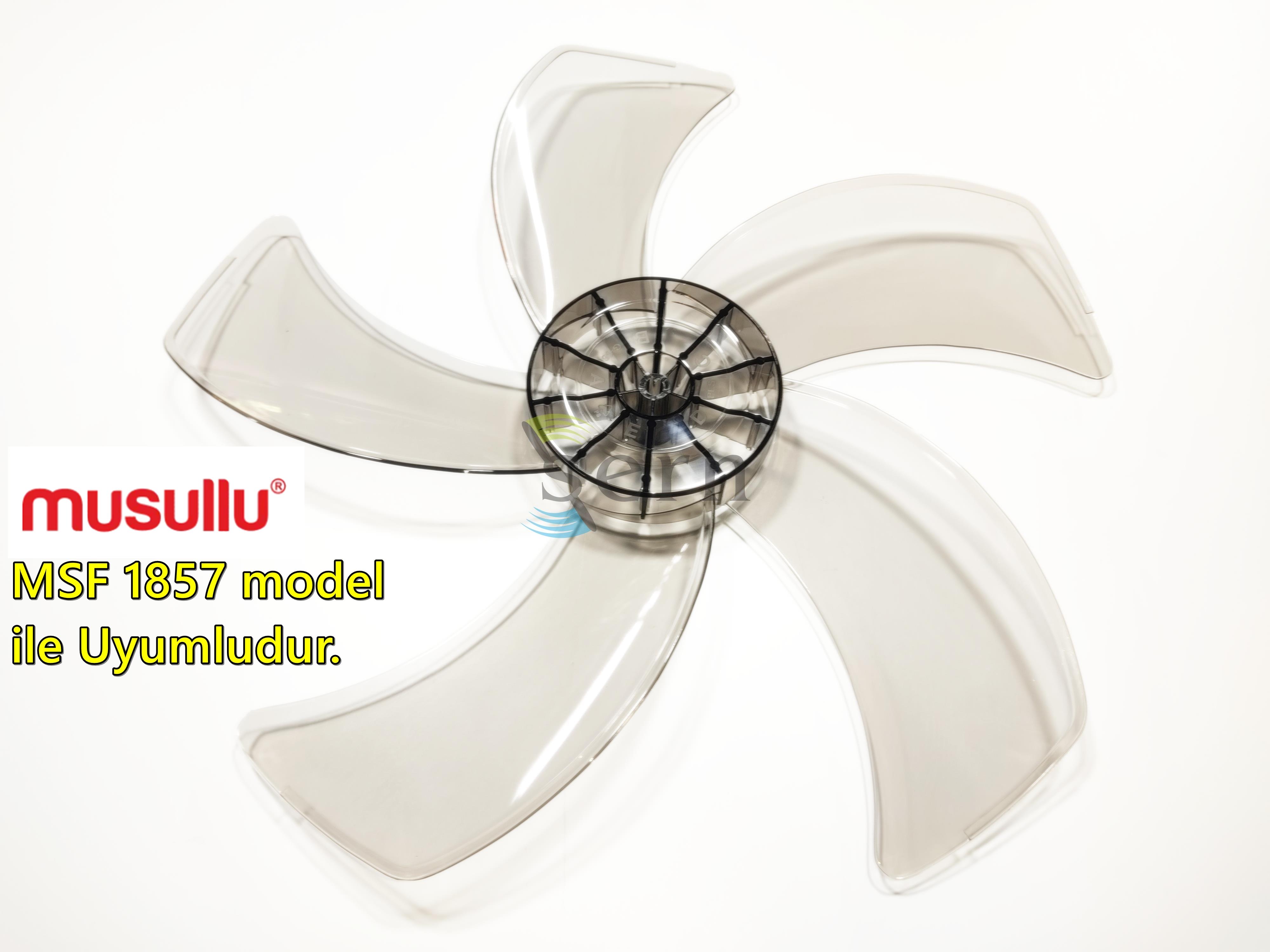 Musullu MSF 1857 Modele Uyumlu Vantilatör Pervanesi 16inç 5 Kanat 38Cm Füme Renk PLS