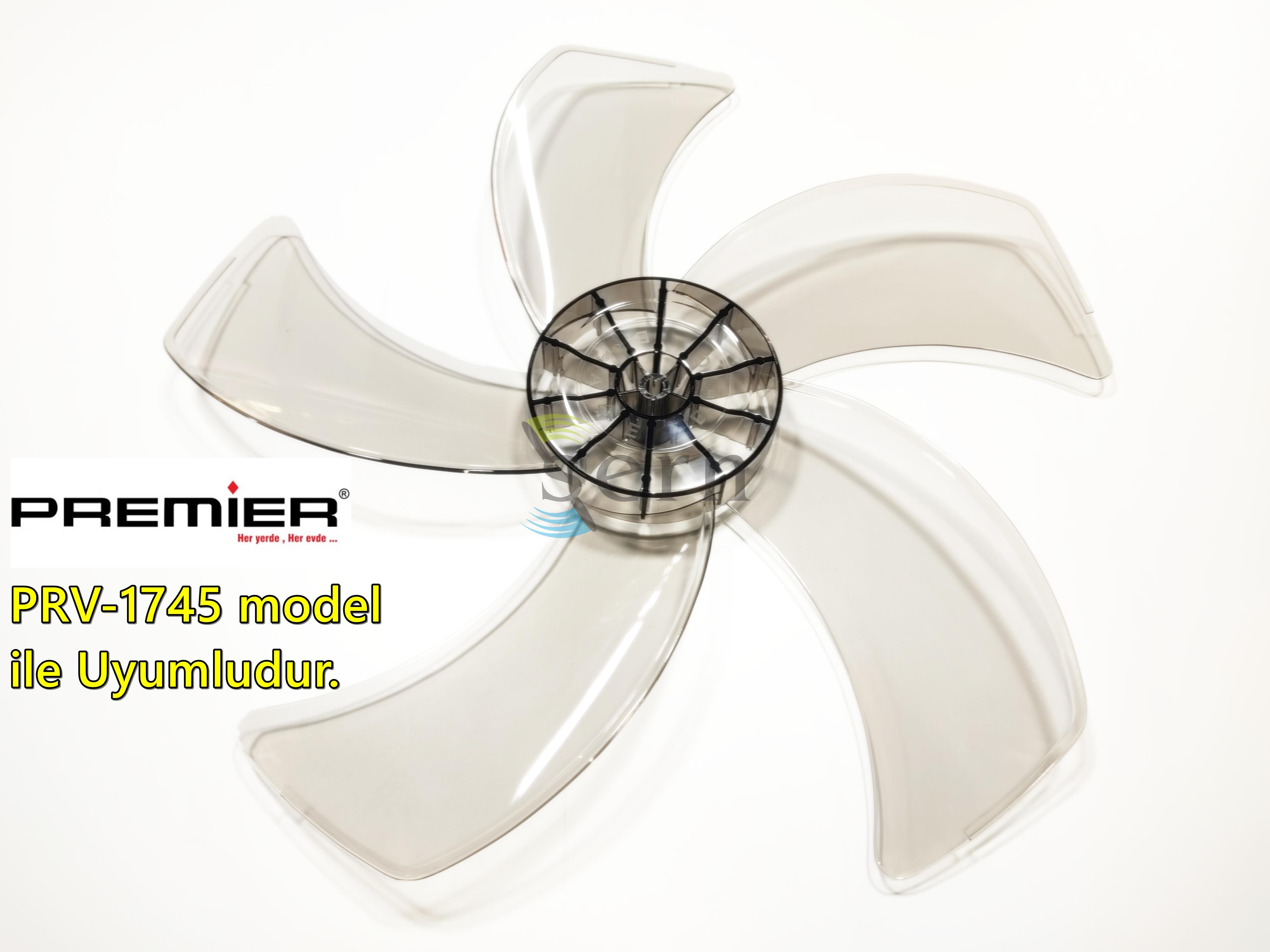 Premier PRV 1745 Modele Uyumlu Vantilatör Pervanesi 16inç 5 Kanat 38Cm Füme Renk PLS