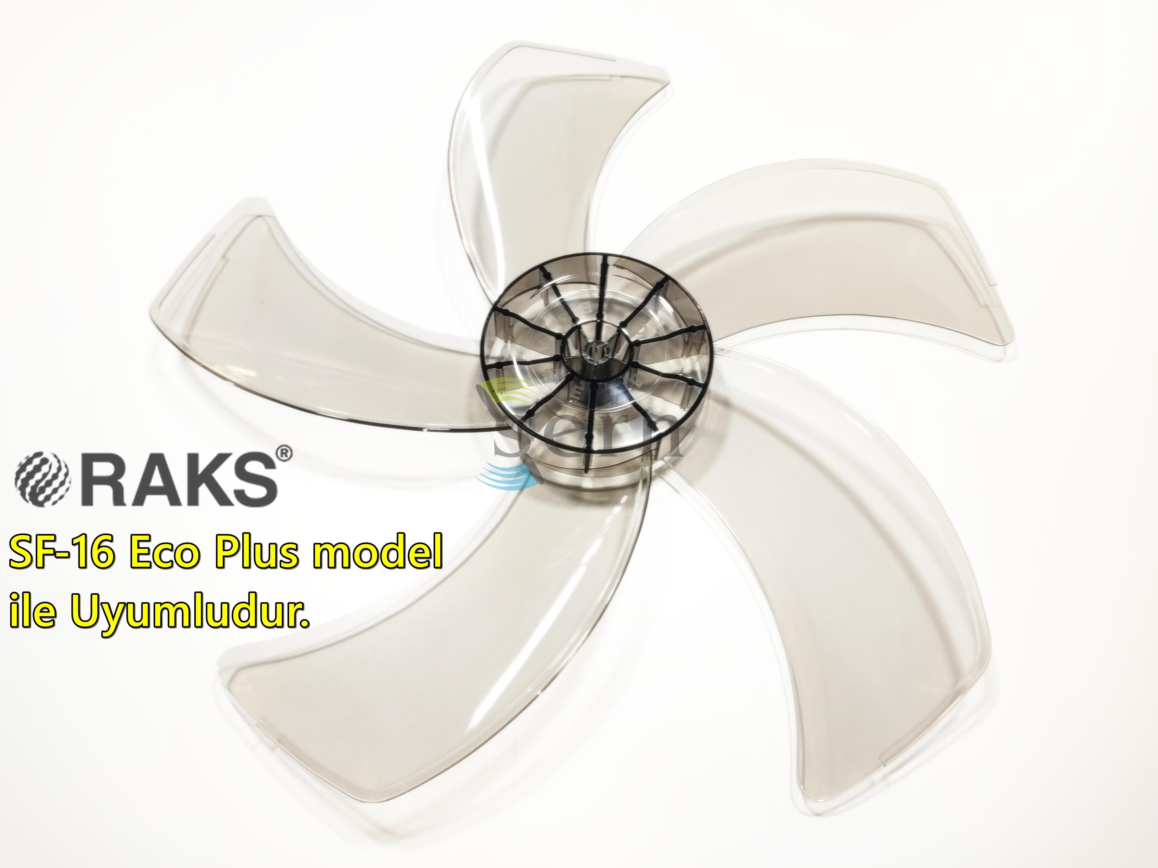 Raks SF 16 Eco Plus Modele Uyumlu Vantilatör Pervanesi 16inç 5 Kanat 38Cm Füme Renk PLS