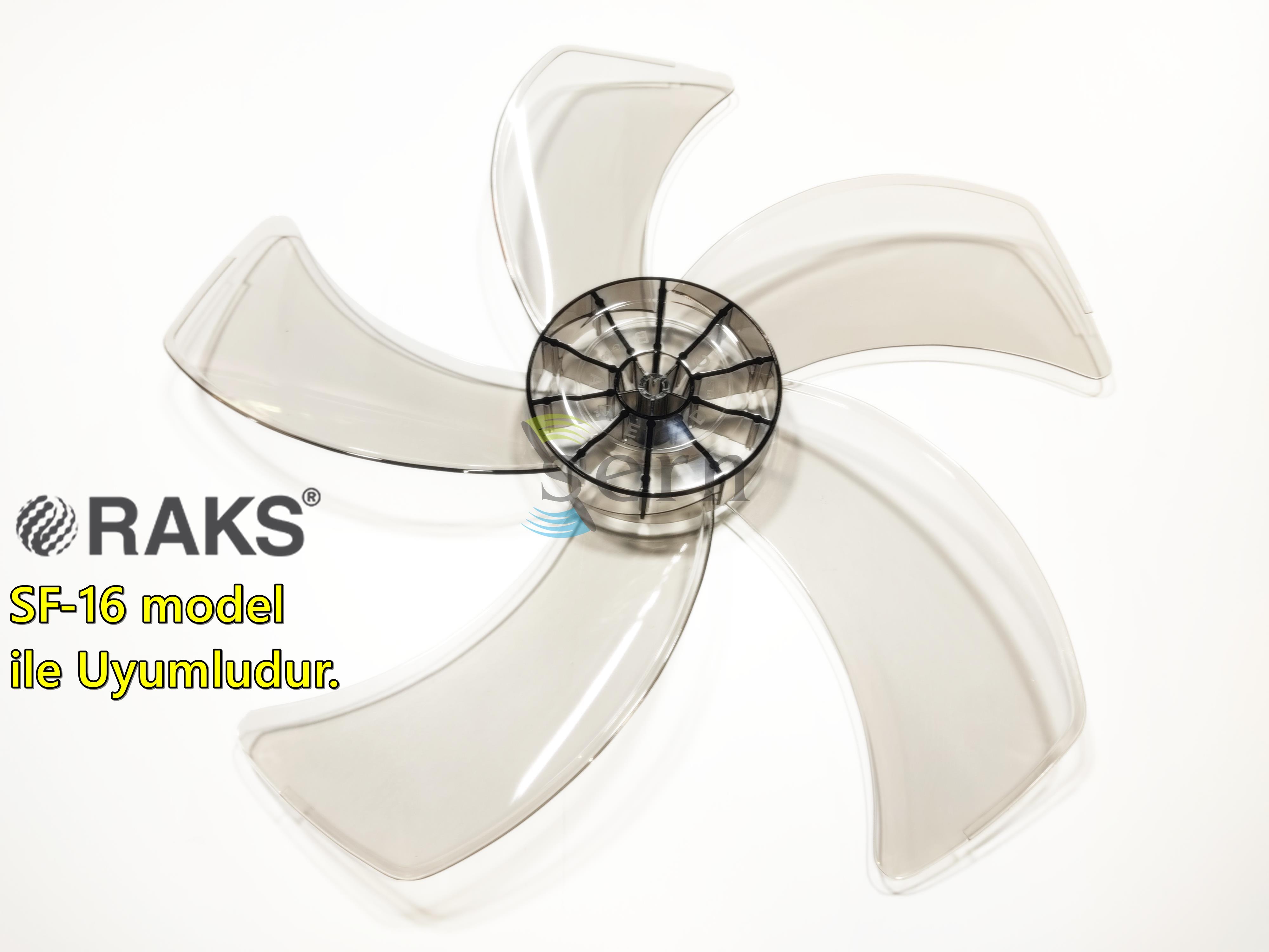 Raks SF 16 Modele Uyumlu Vantilatör Pervanesi 16inç 5 Kanat 38Cm Füme Renk PLS