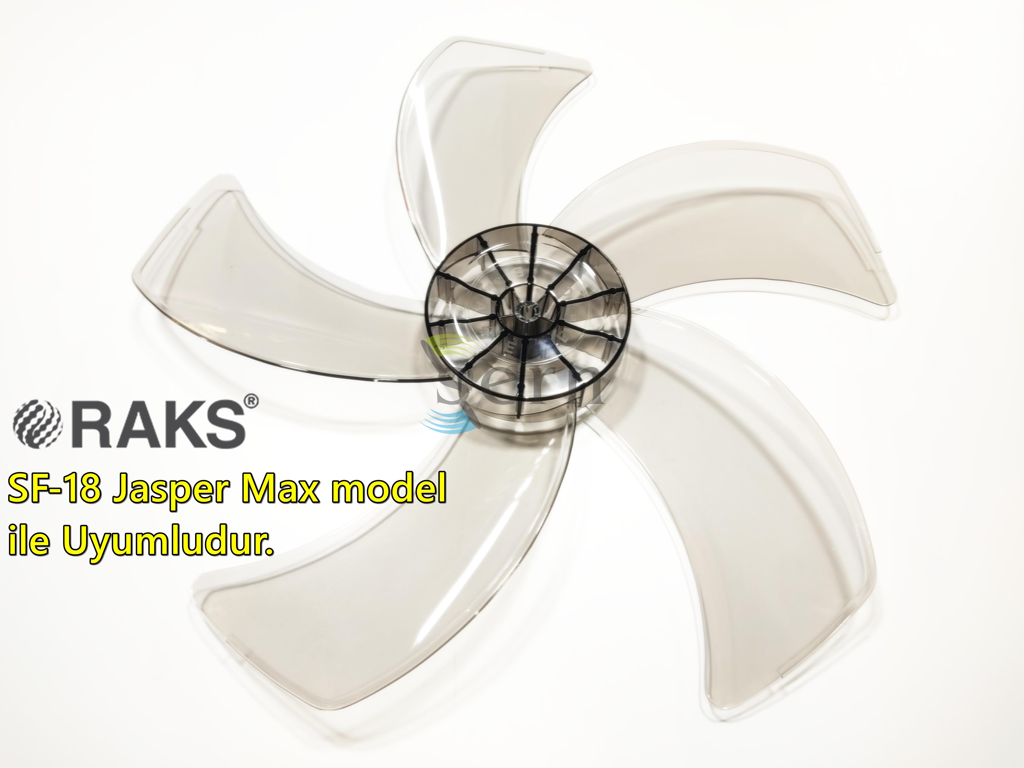 Raks SF 18 Jasper Max Modele Uyumlu Vantilatör Pervanesi 16inç 5 Kanat 38Cm Füme Renk PLS