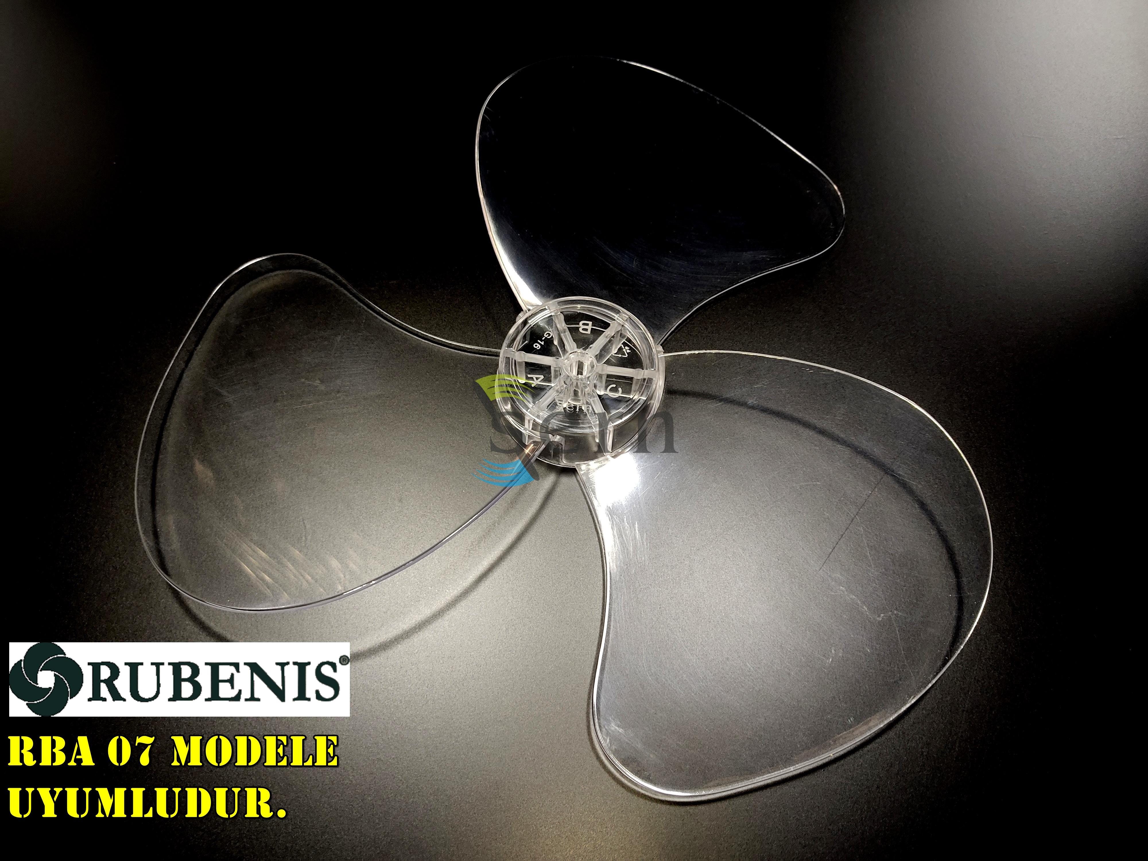 Rubenis RBA 07 Modele Uyumlu Vantilatör Pervanesi  3 kanat 36cm Sert 16inç Şeffaf